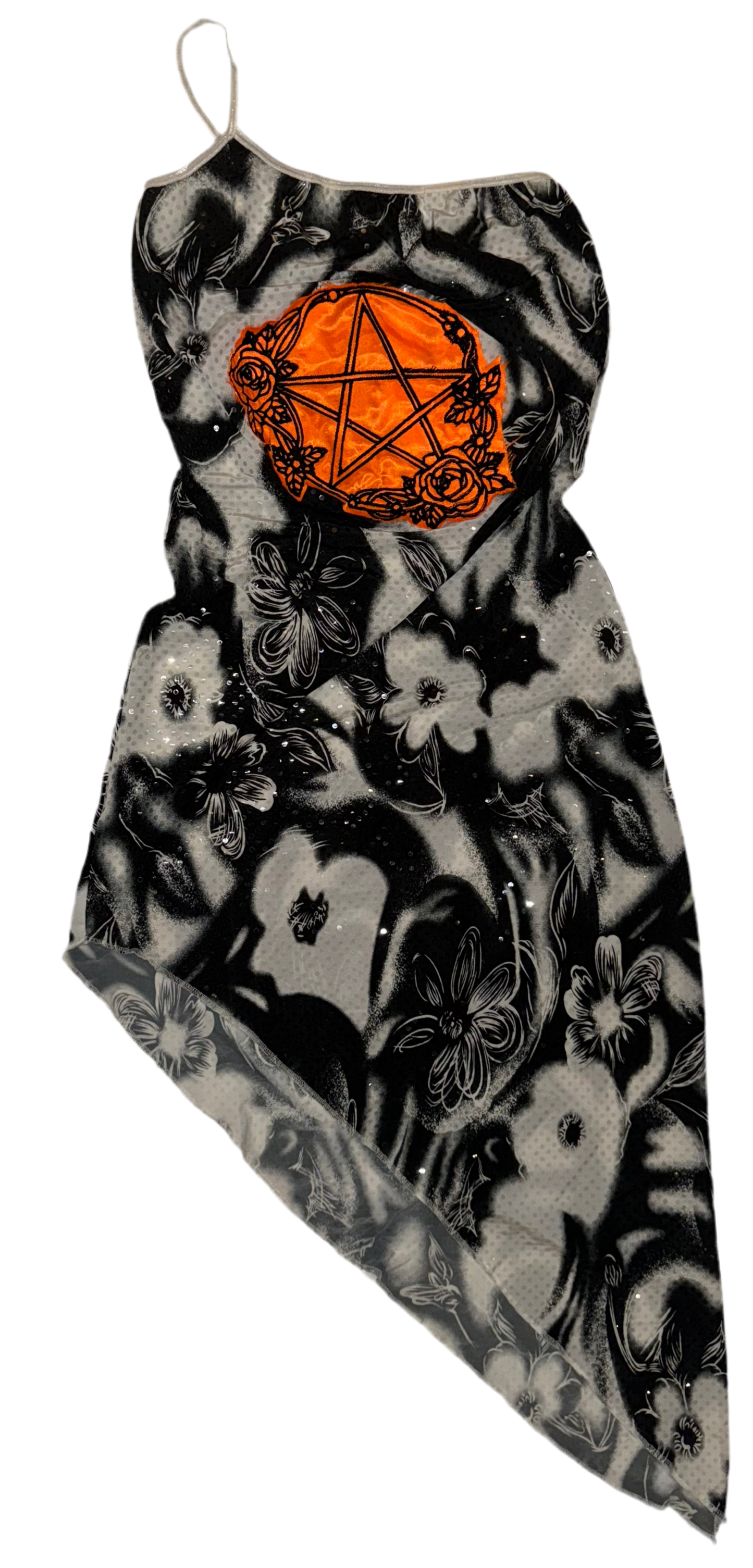 Pentacle asymmetrical sequin dress S