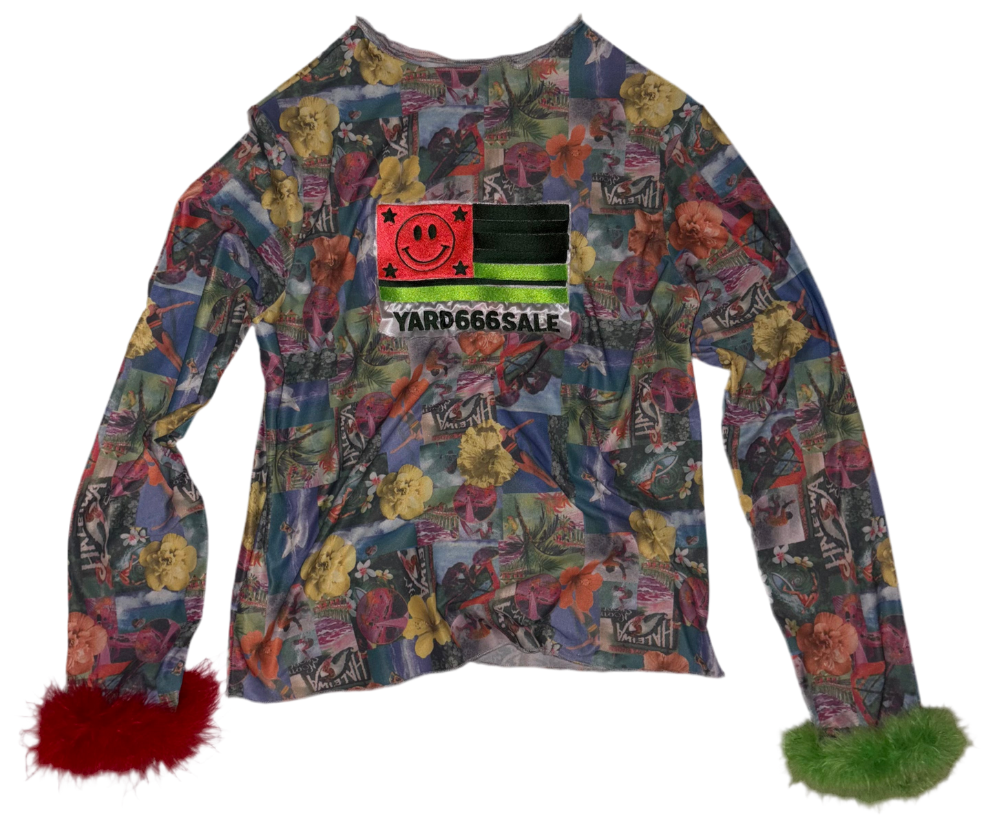 Gender : Yard666sale pride flag feather trjm long sleeve top XL