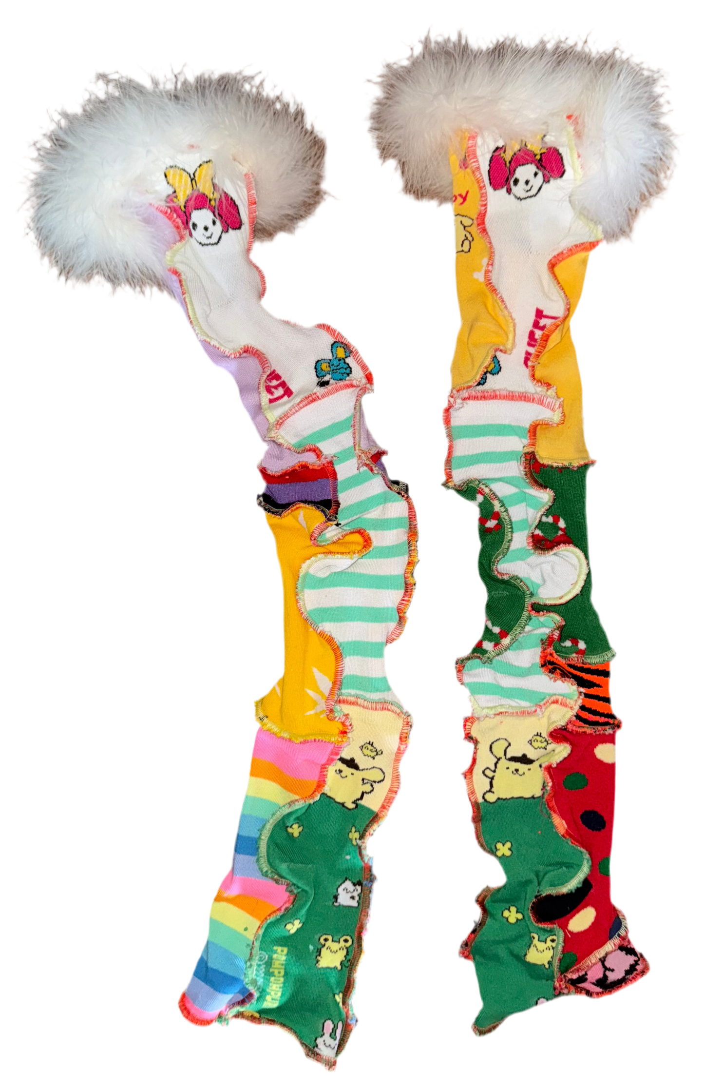 Feather trjm sock leg or arm warmers