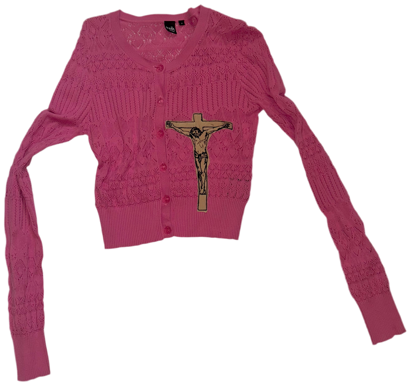 Jesus Christ on a cross cardigan S