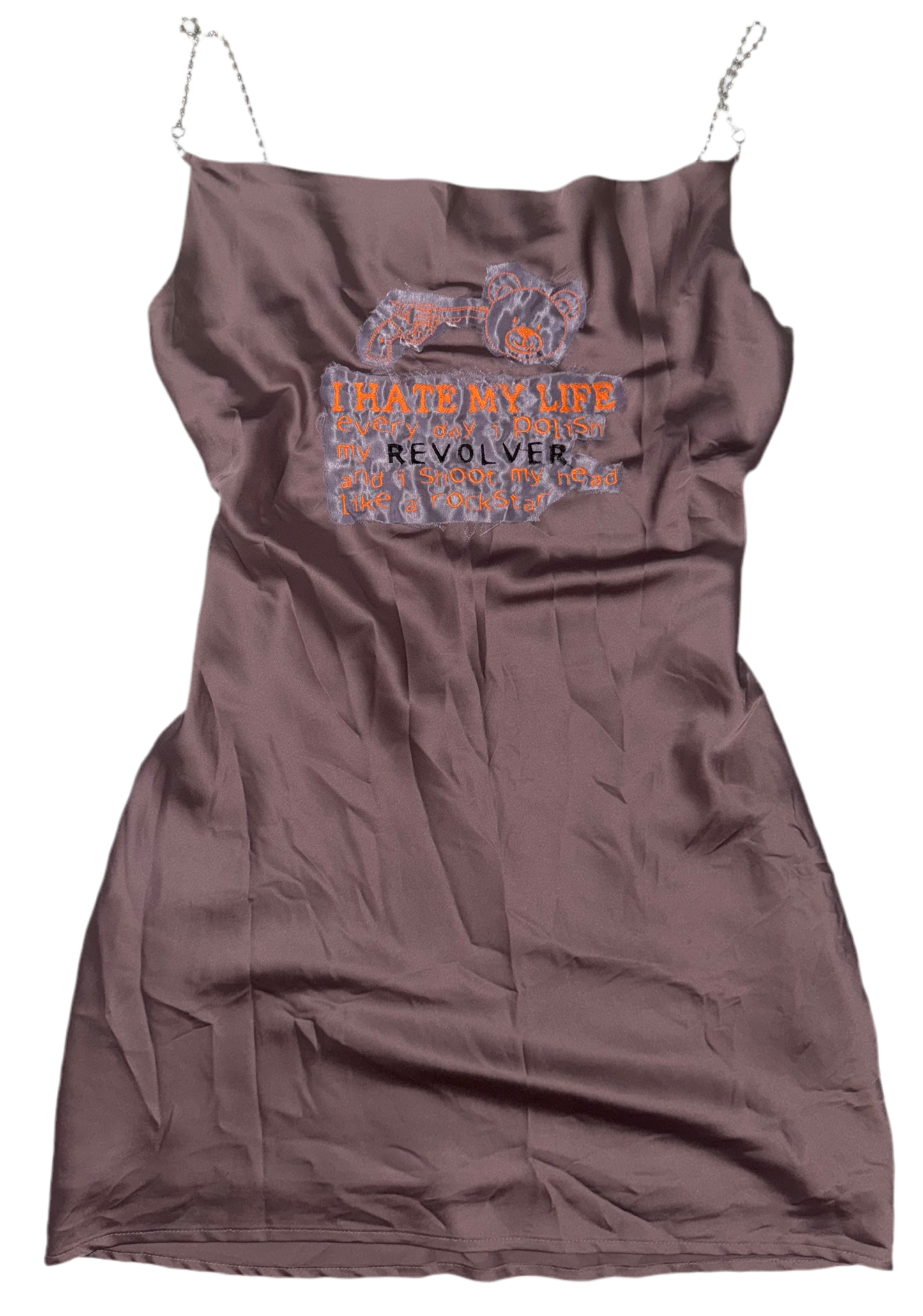 I hate my life diamond straps silky dress M