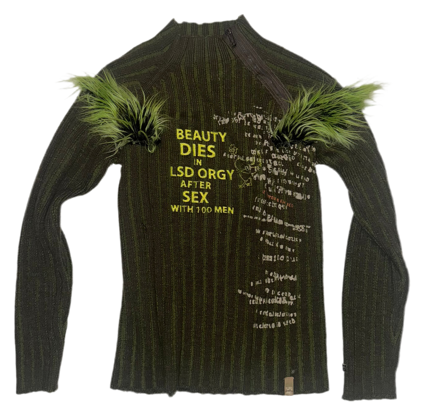 Beauty dies fur trjm ribbed sweater M