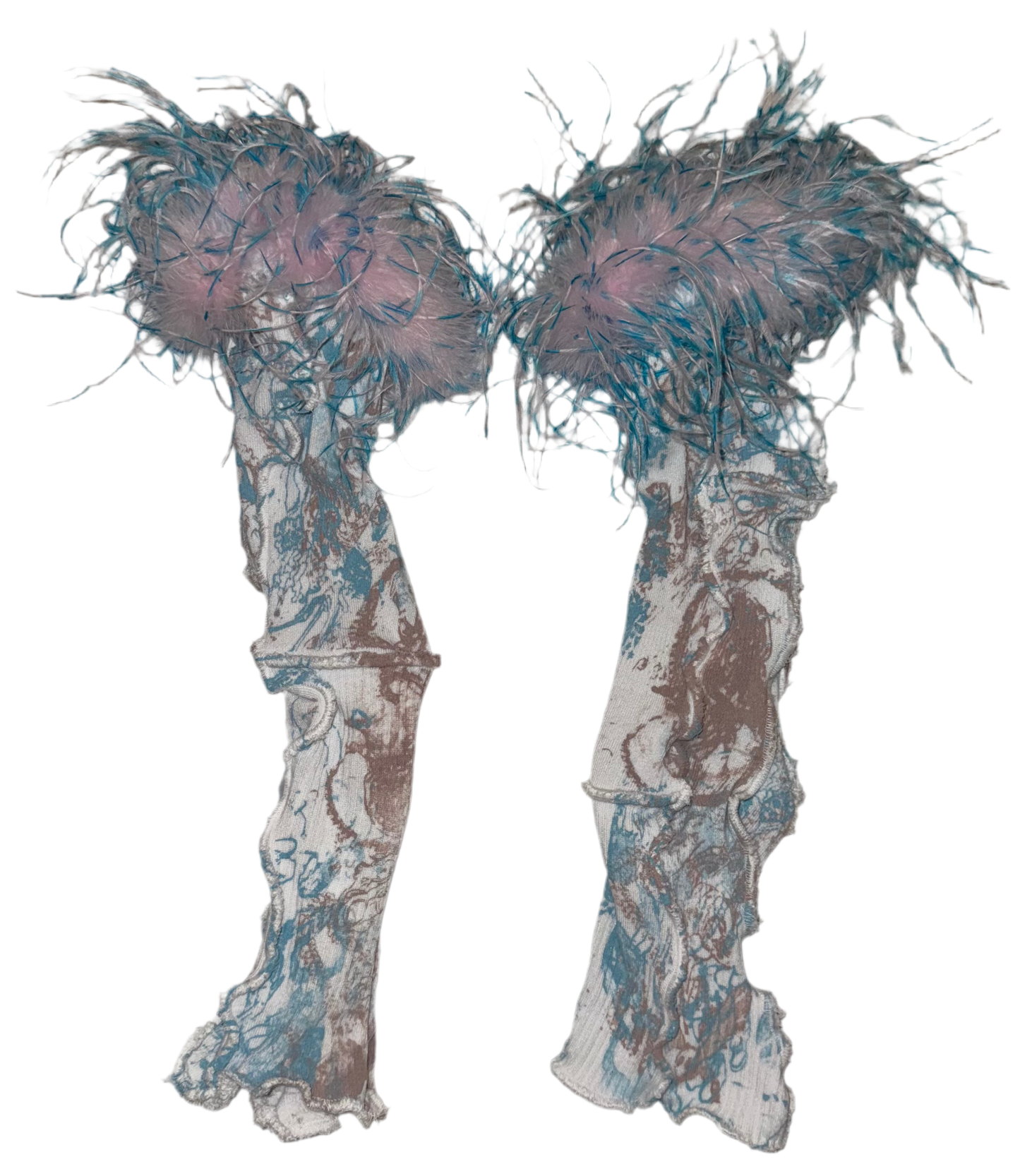 Feather trjm emotown arm warmers