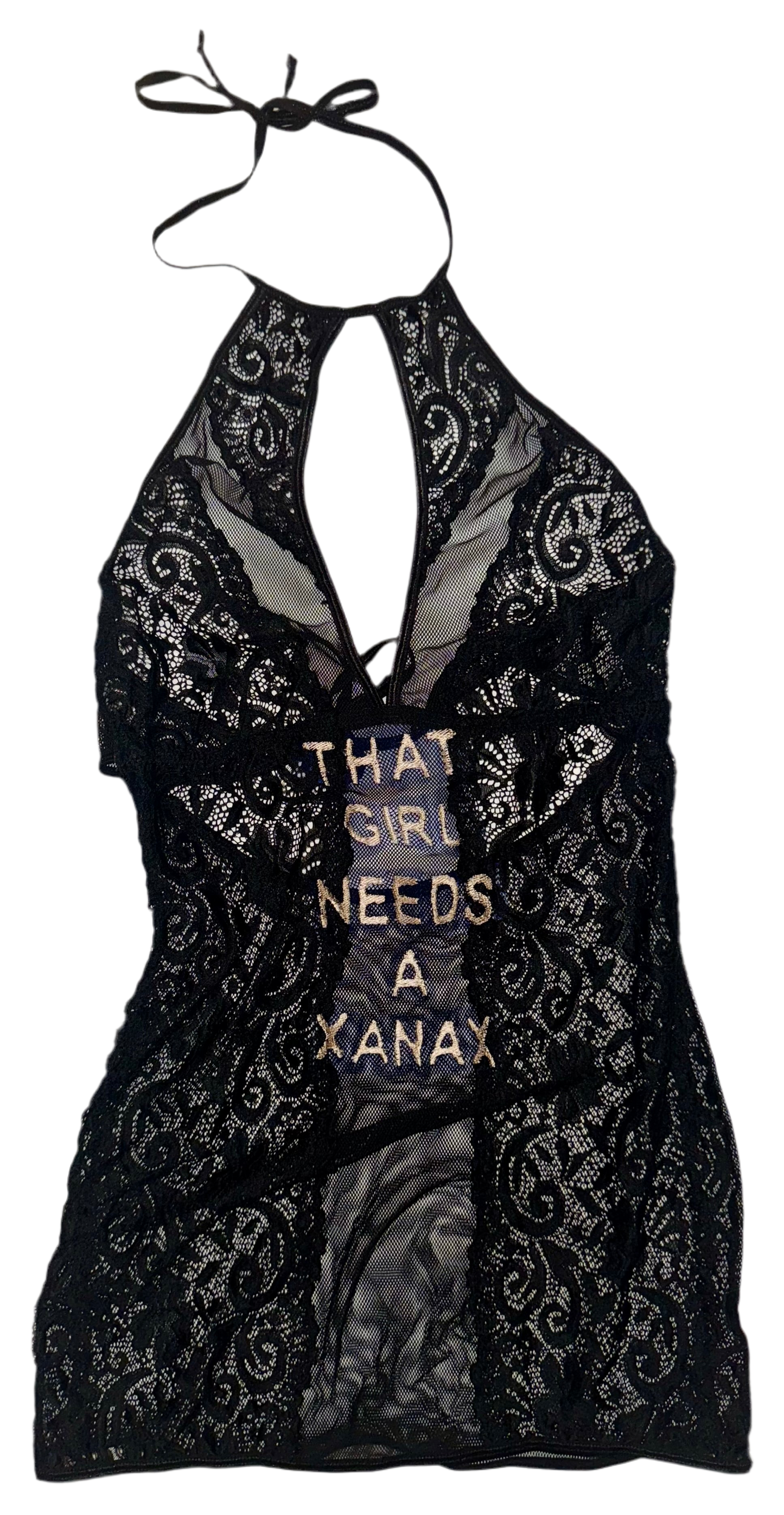 That girl needs a Xanax sheer lace dress S