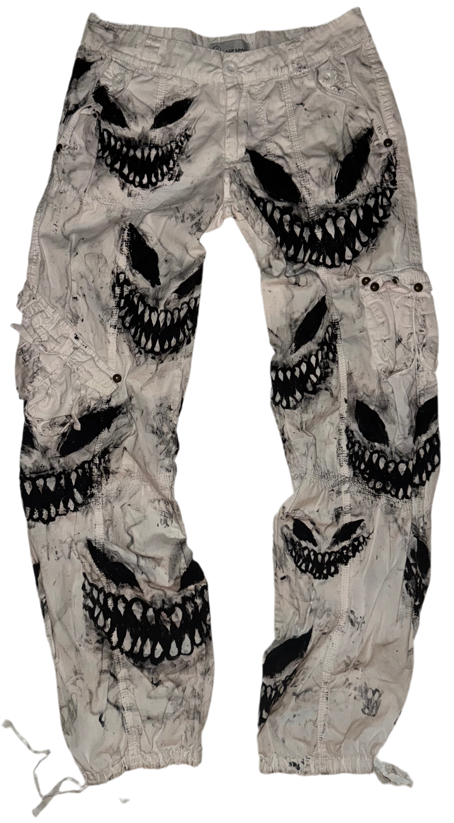 Hand painted demon cargo pants 28