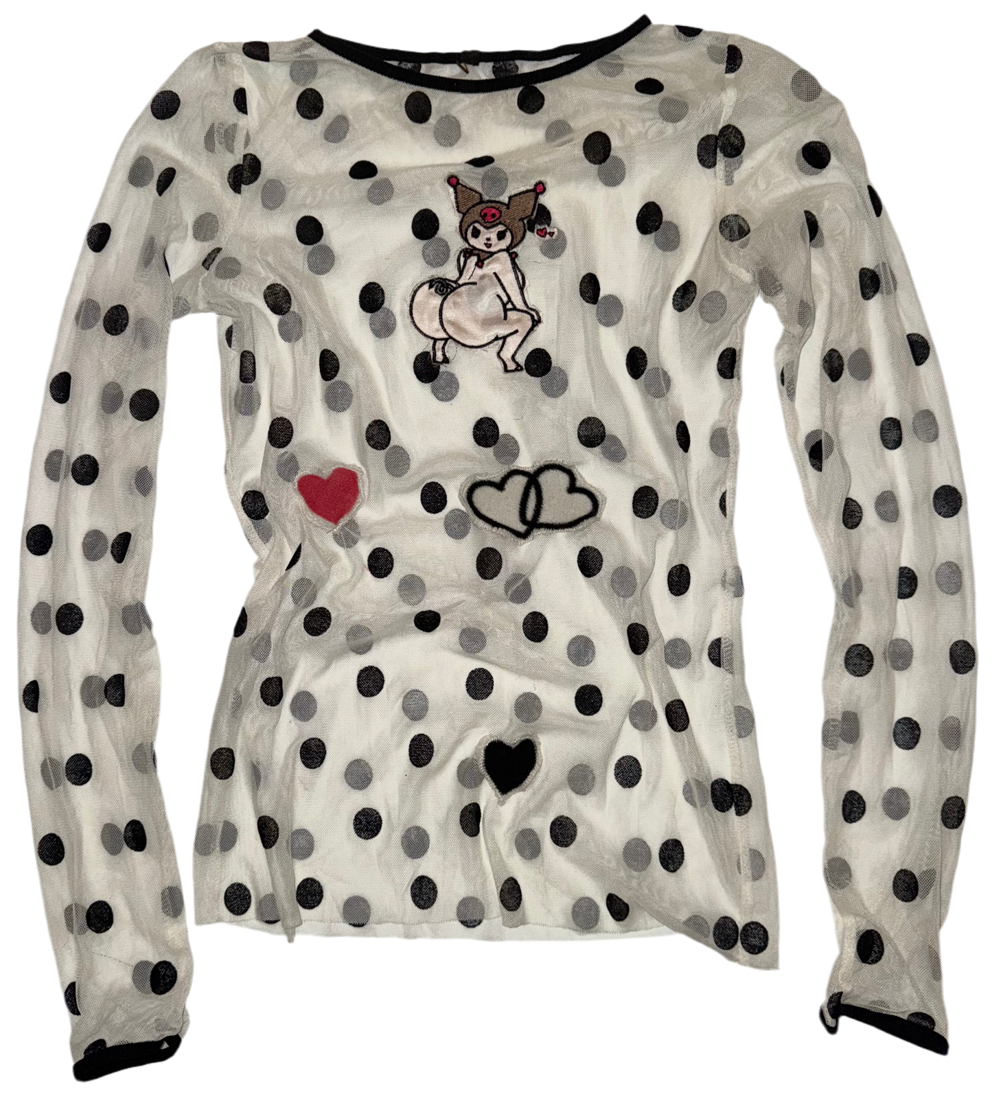 sheer throw it back kuromi long sleeve top S