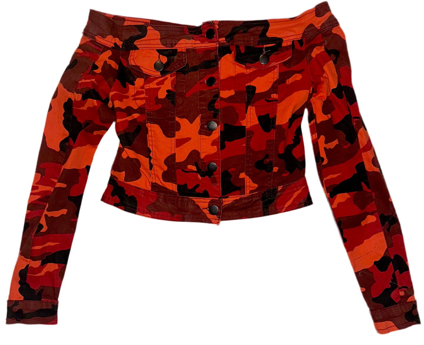 More than just caked up camouflage off the shoulder jacket S