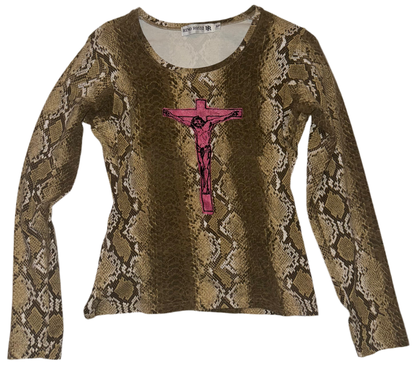 Christ on a cross snake skin long sleeve top S