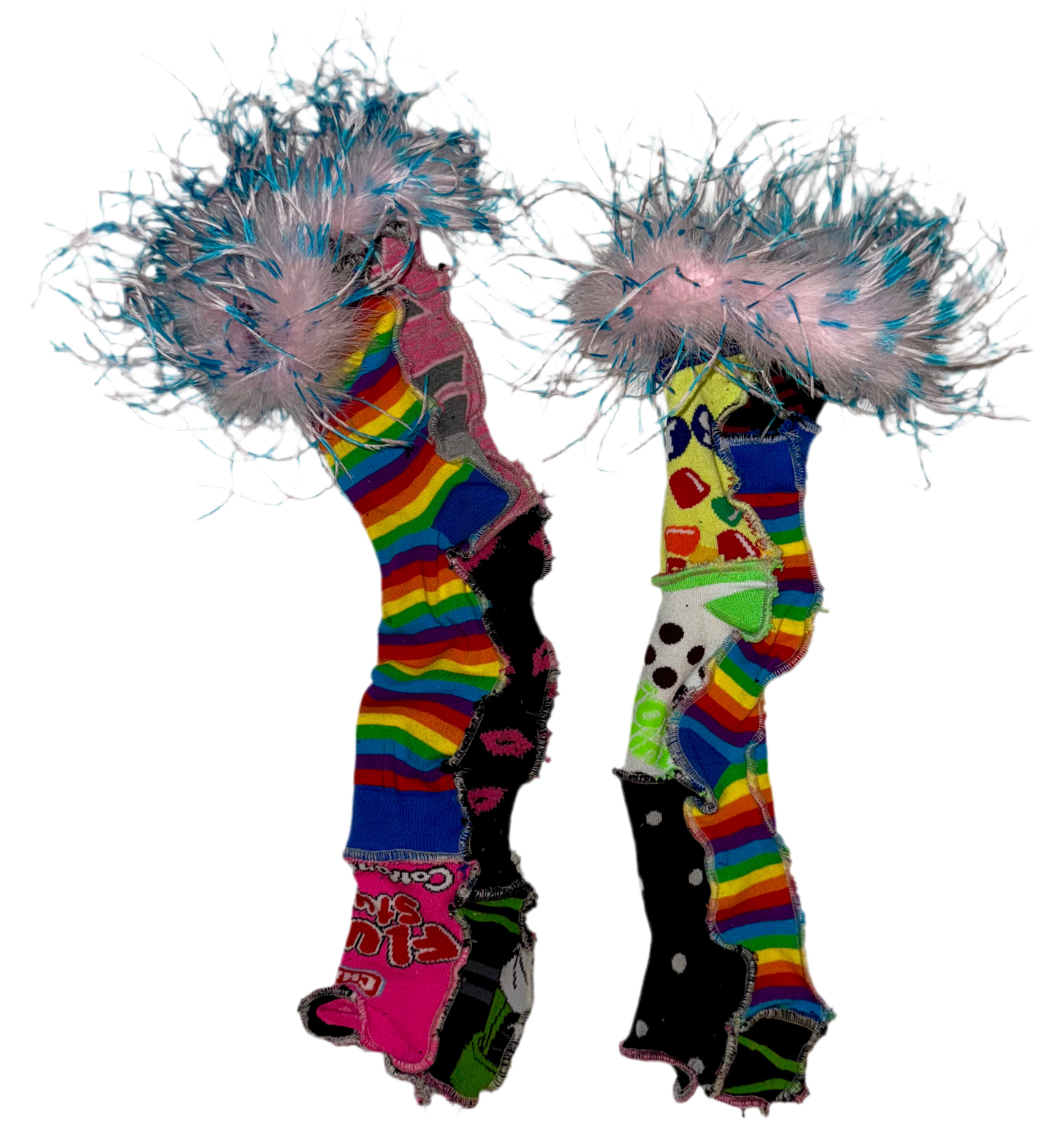Feather trjm sock arm warmers