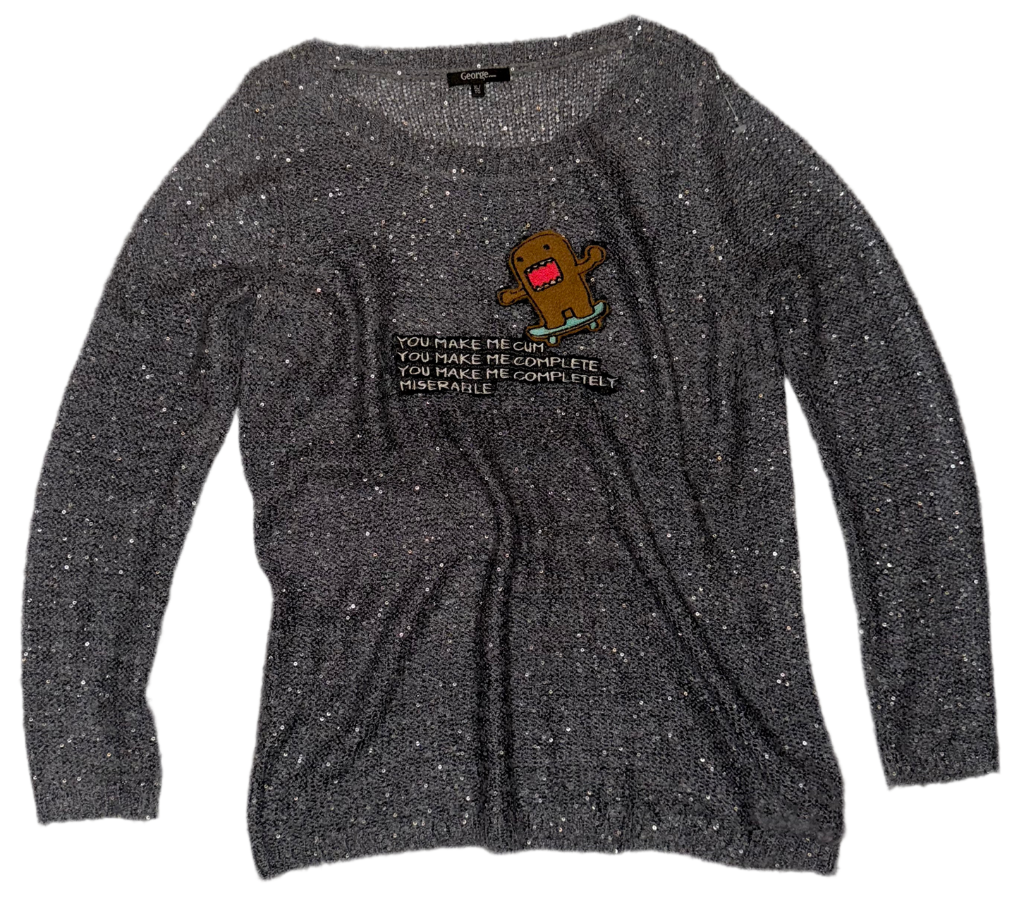 You make me cum plete knit sequin top XL