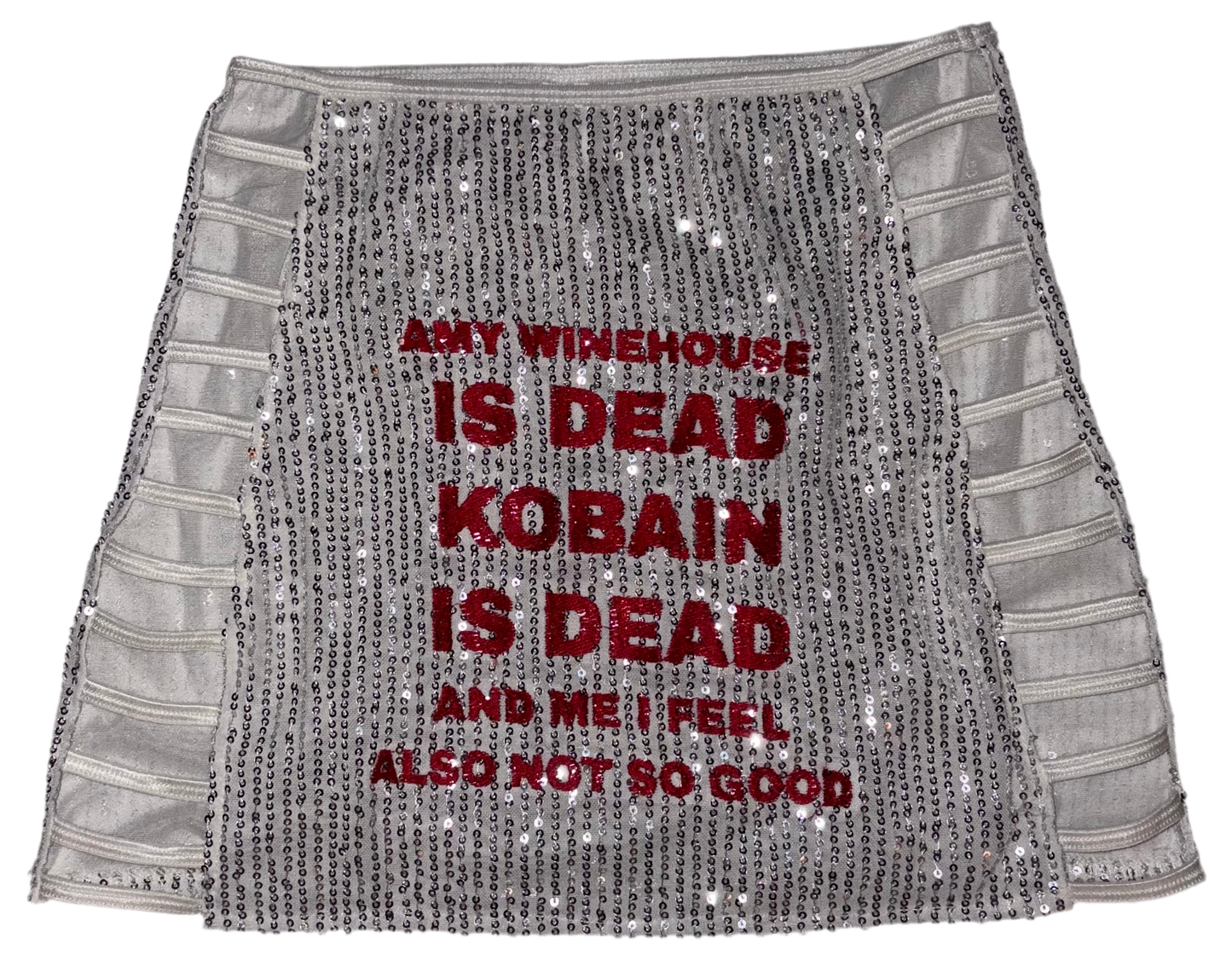 Amy winehouse is dead sequin cut out mini skirt S