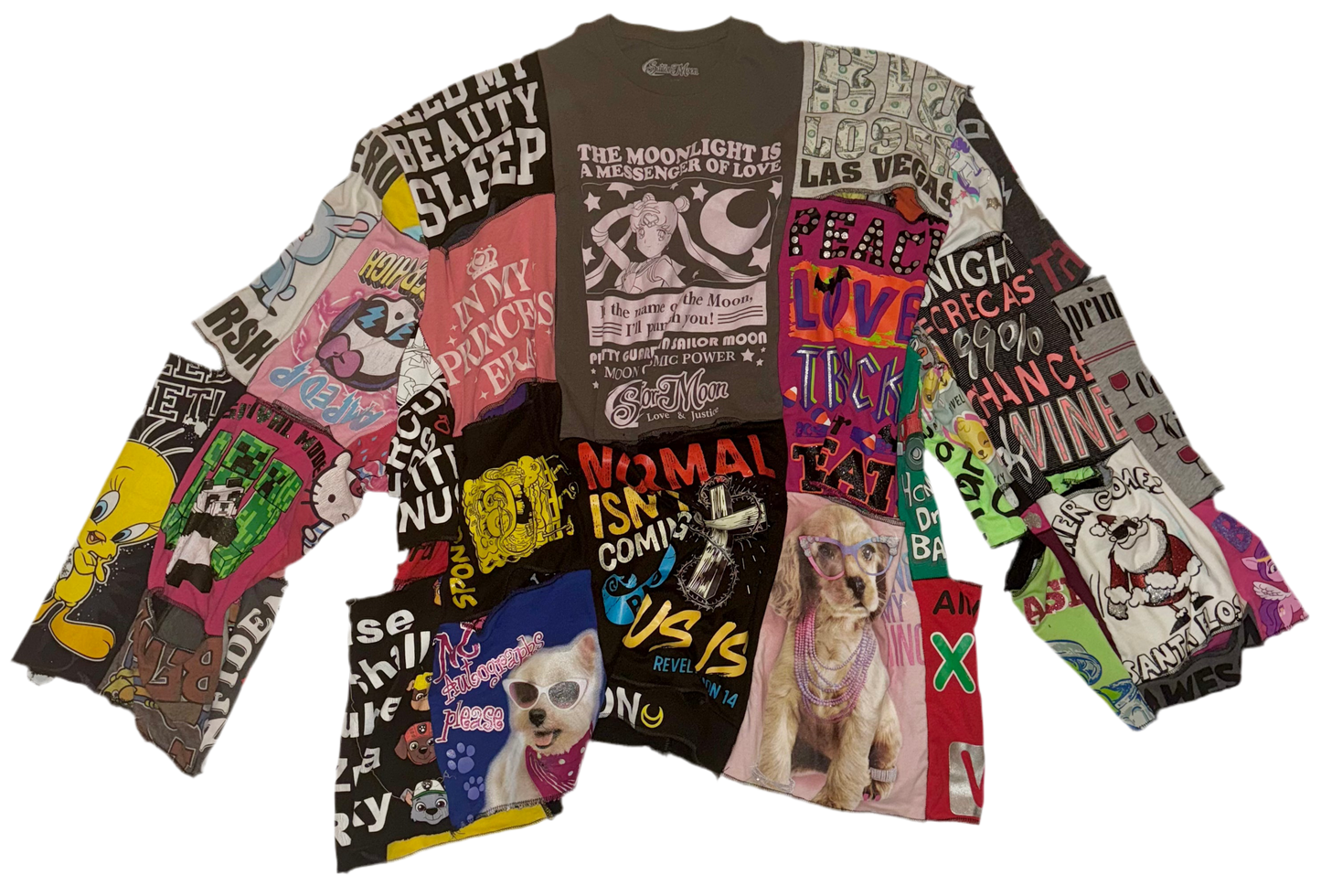 Over sized patchwork cut out long sleeve shirt 5XL