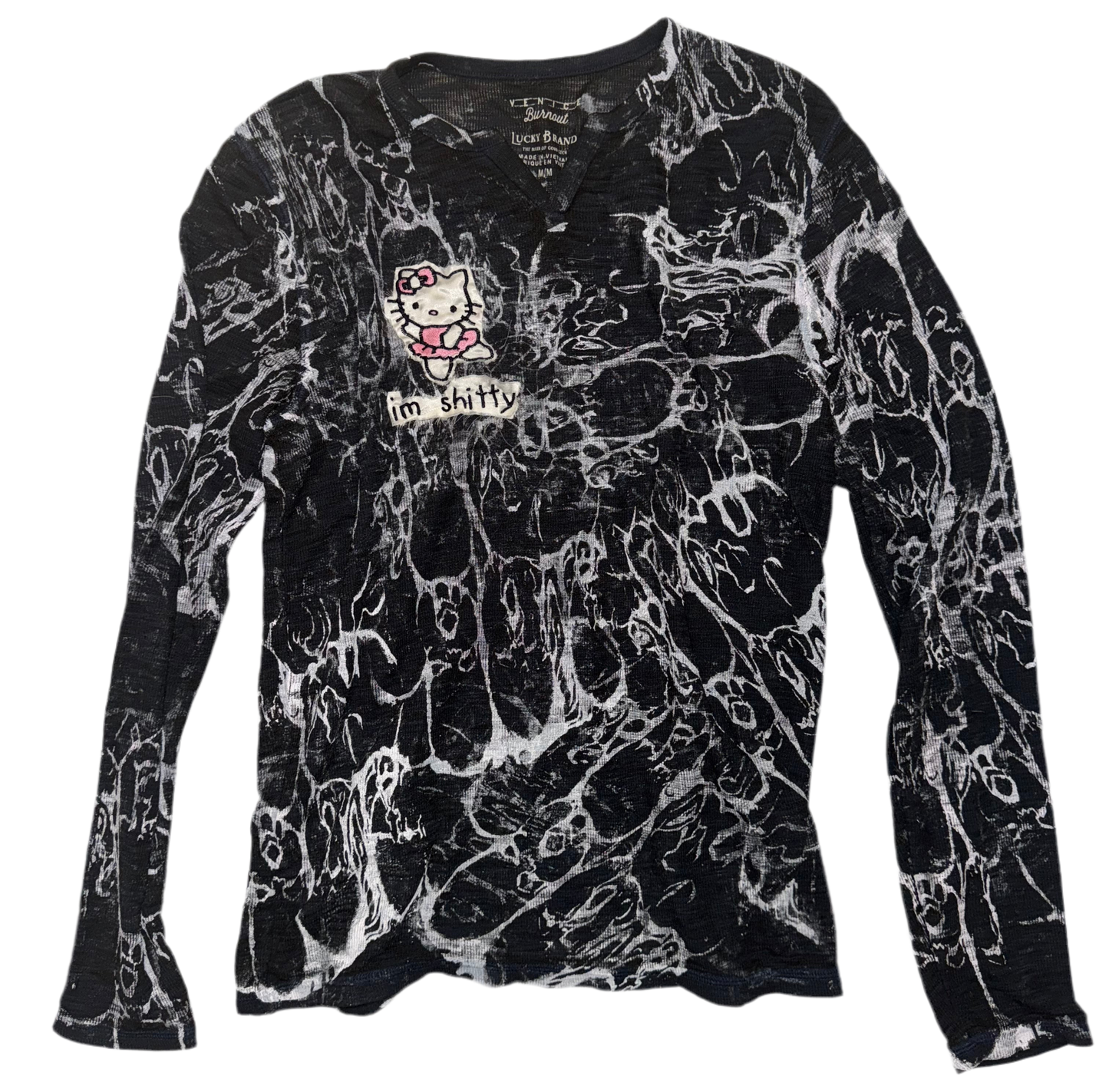 Hello Shitty long sleeve crepe top M