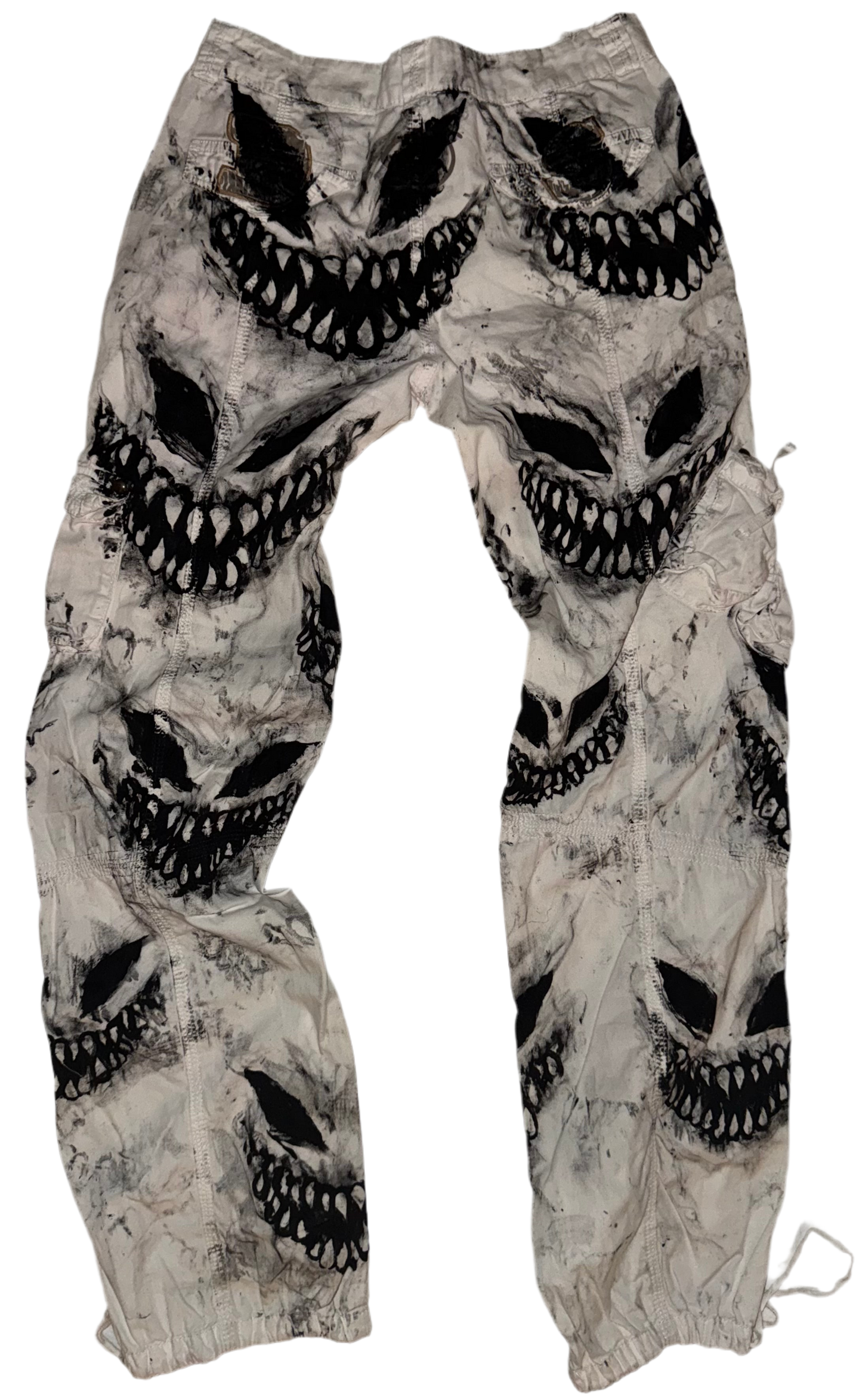 Hand painted demon cargo pants 28