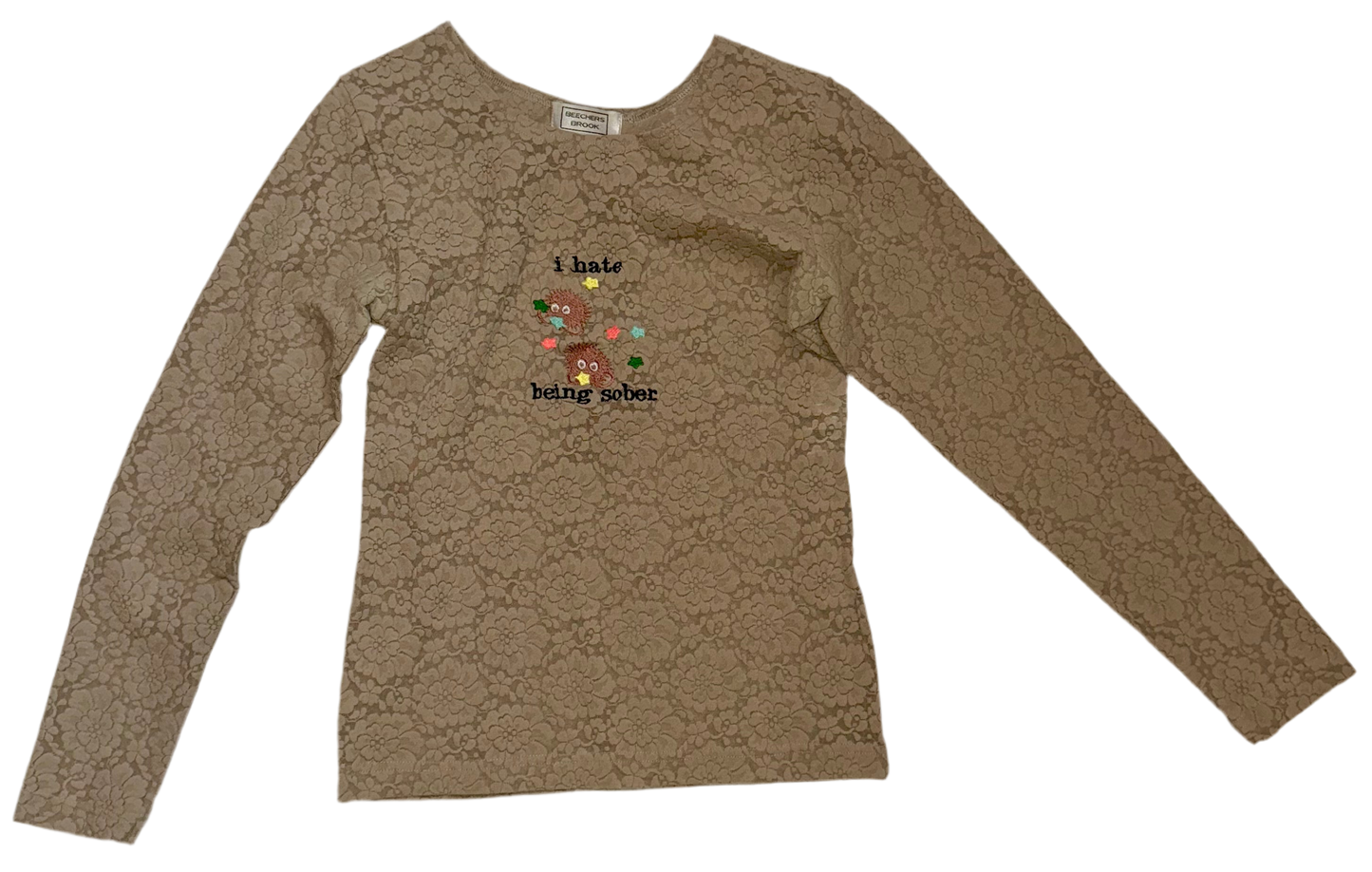 I hate being sober semi sheer long sleeve top M