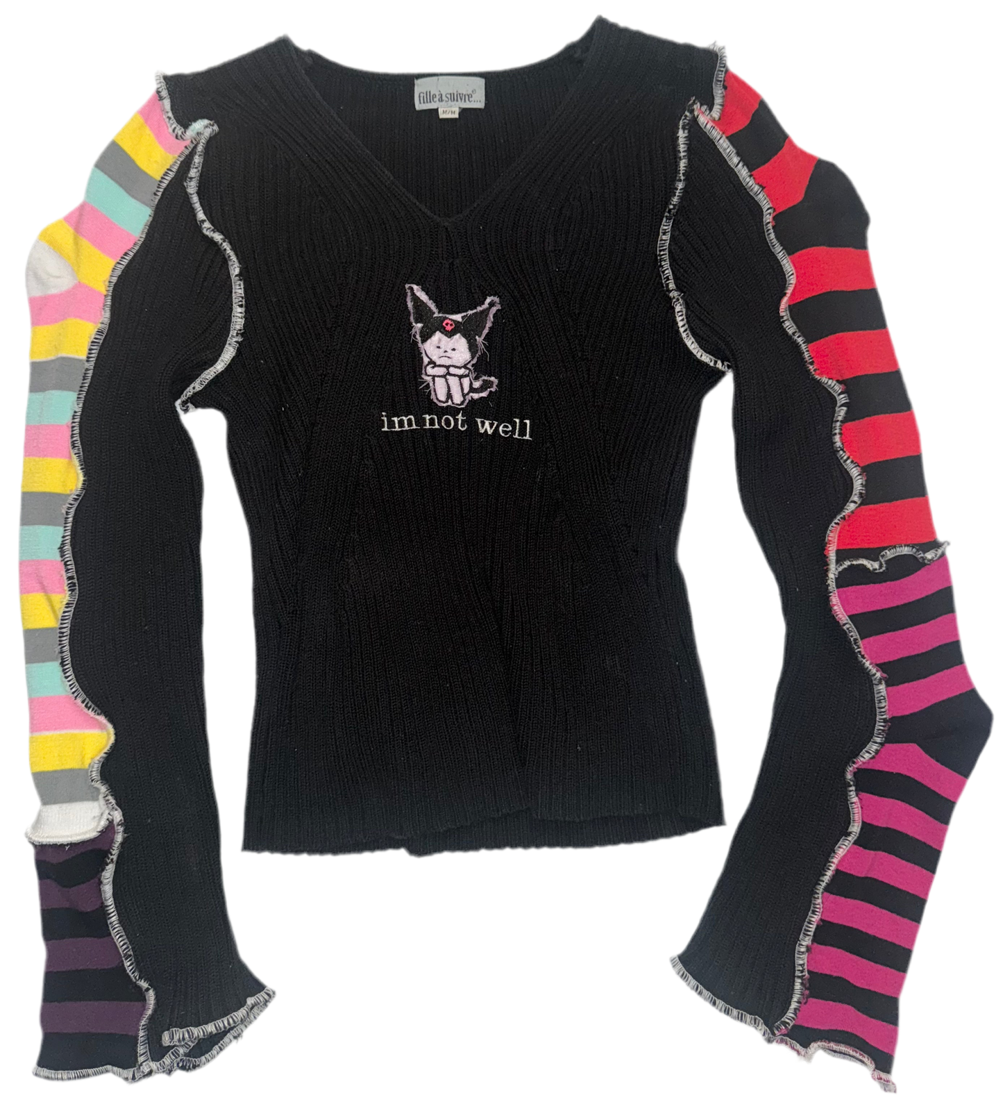 I’m not well Kuromi sock sleeve sweater M
