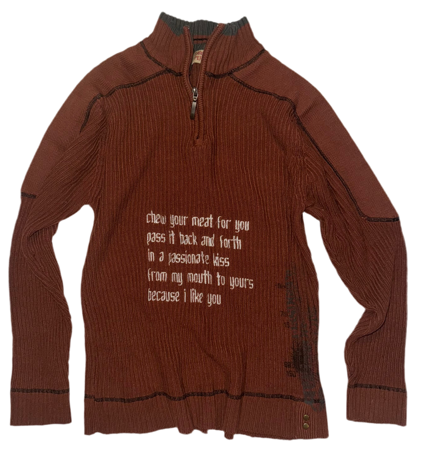 Chew your meat back and forth sweater M