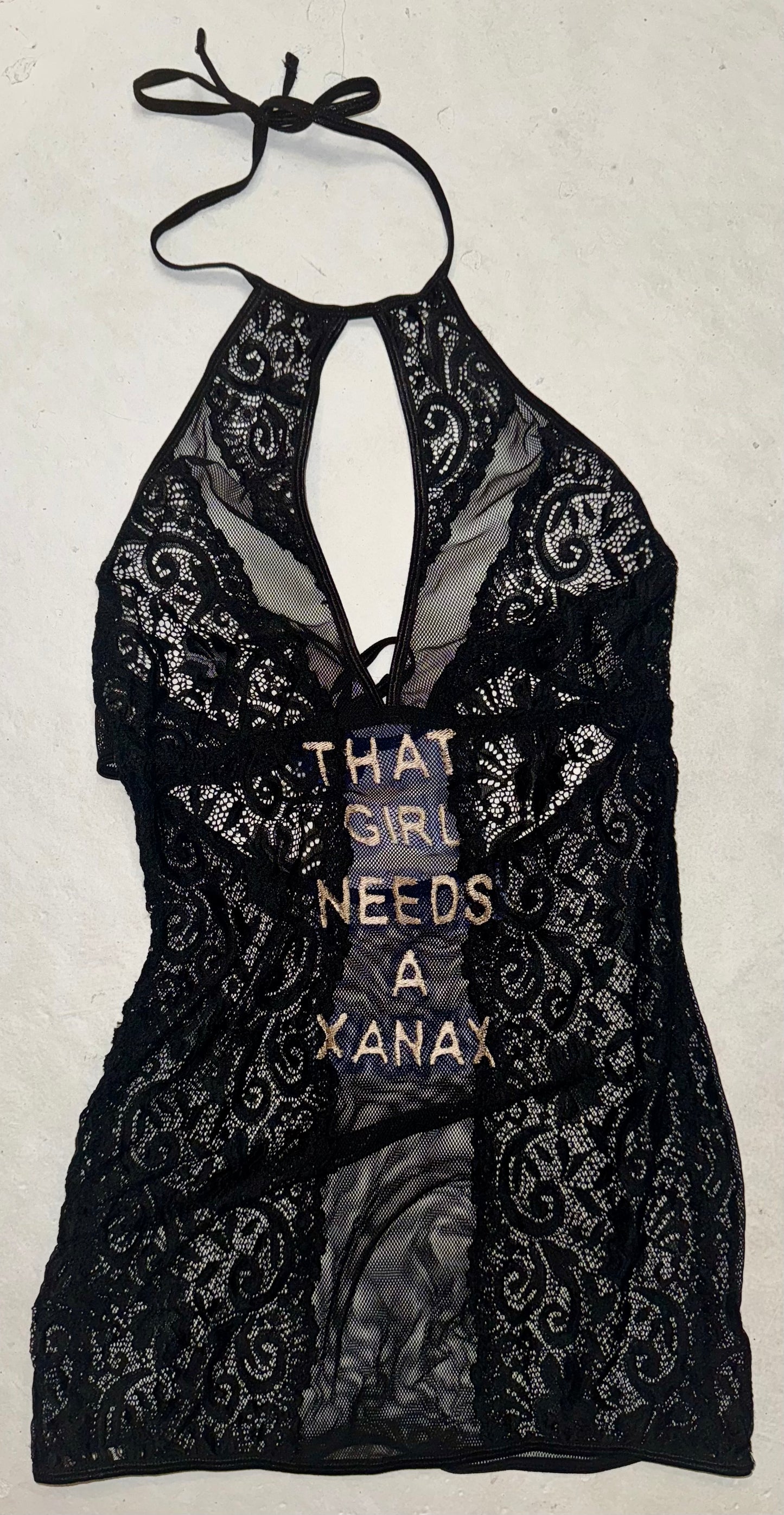 That girl needs a Xanax sheer lace dress S