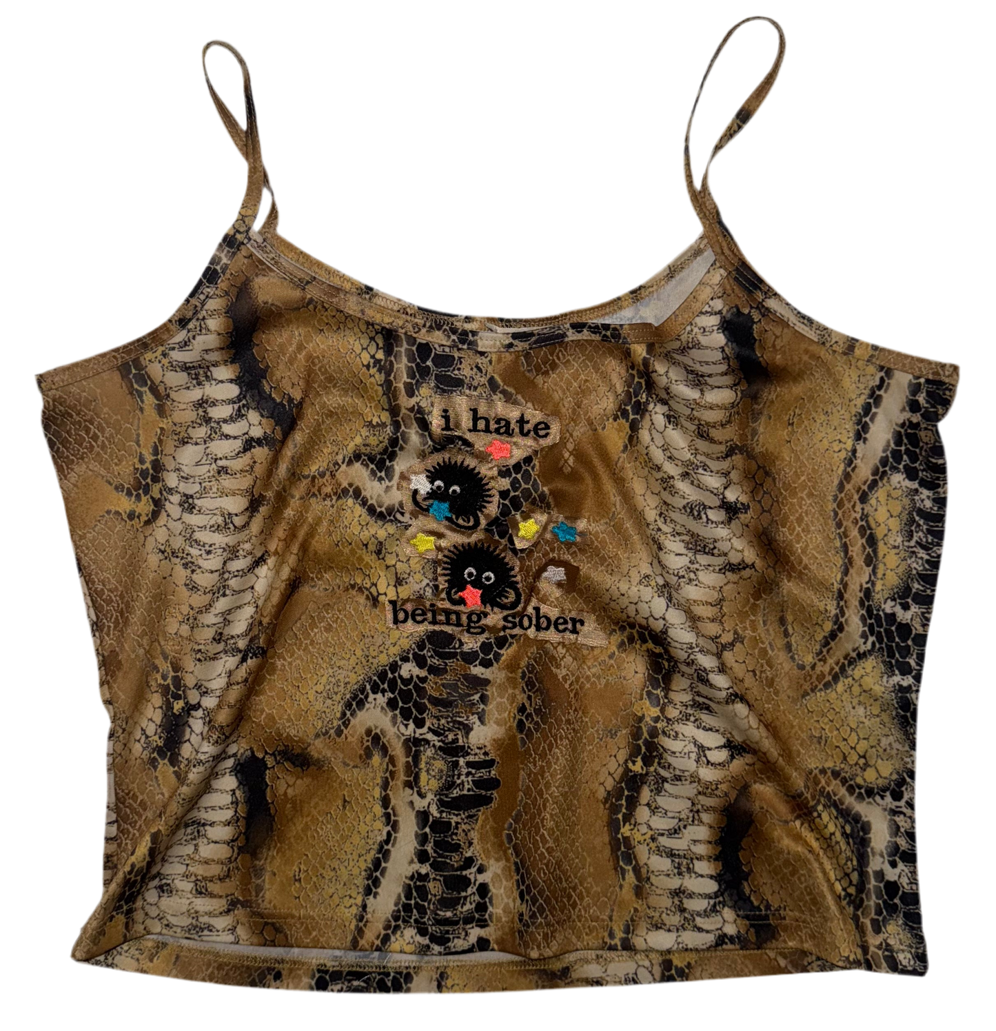 I hate being sober snake skin tank L