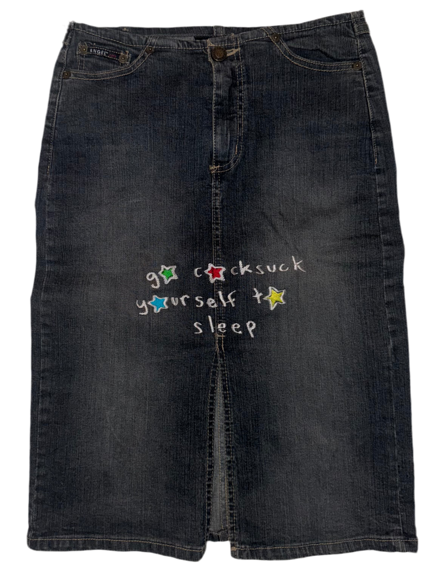 Go cock suck yourself to sleep denim skirt S