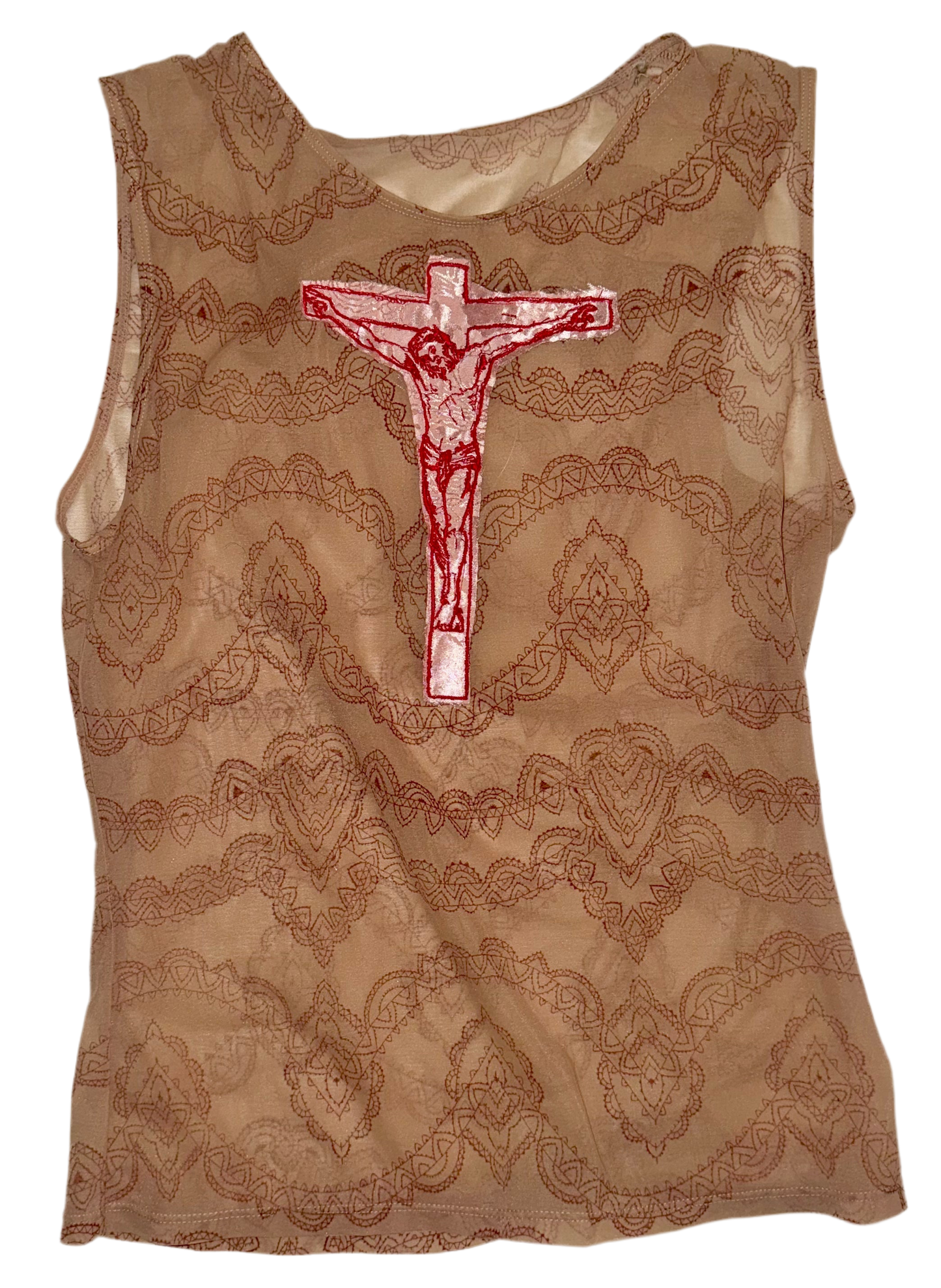 Jesus Christ on a cross sheer tank S