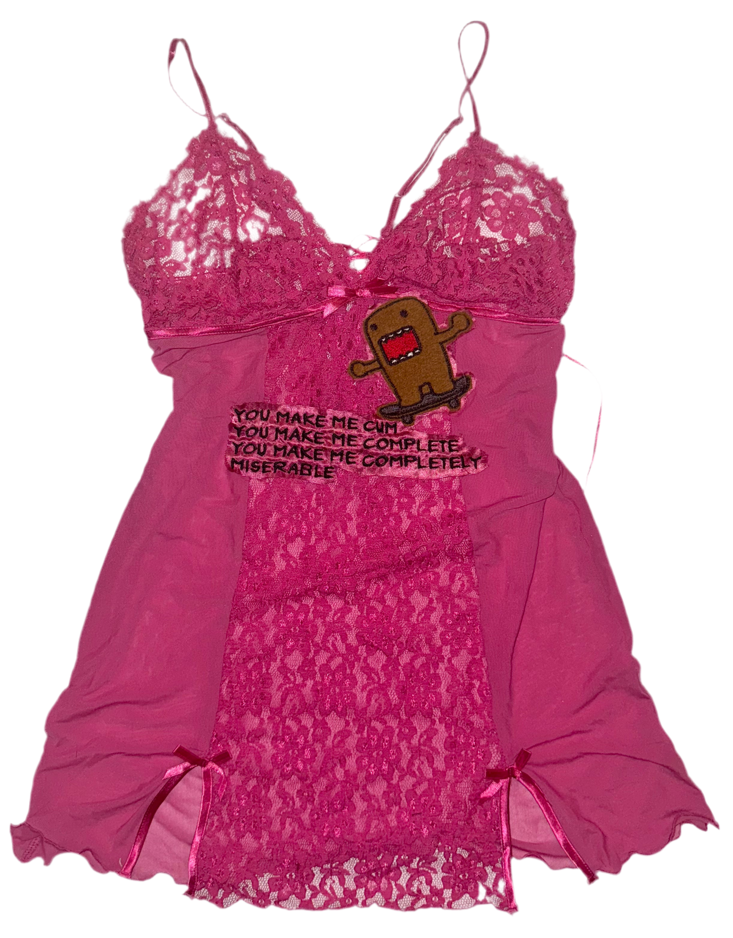 you make me cum-plete-ly miserable sheer lace dress M