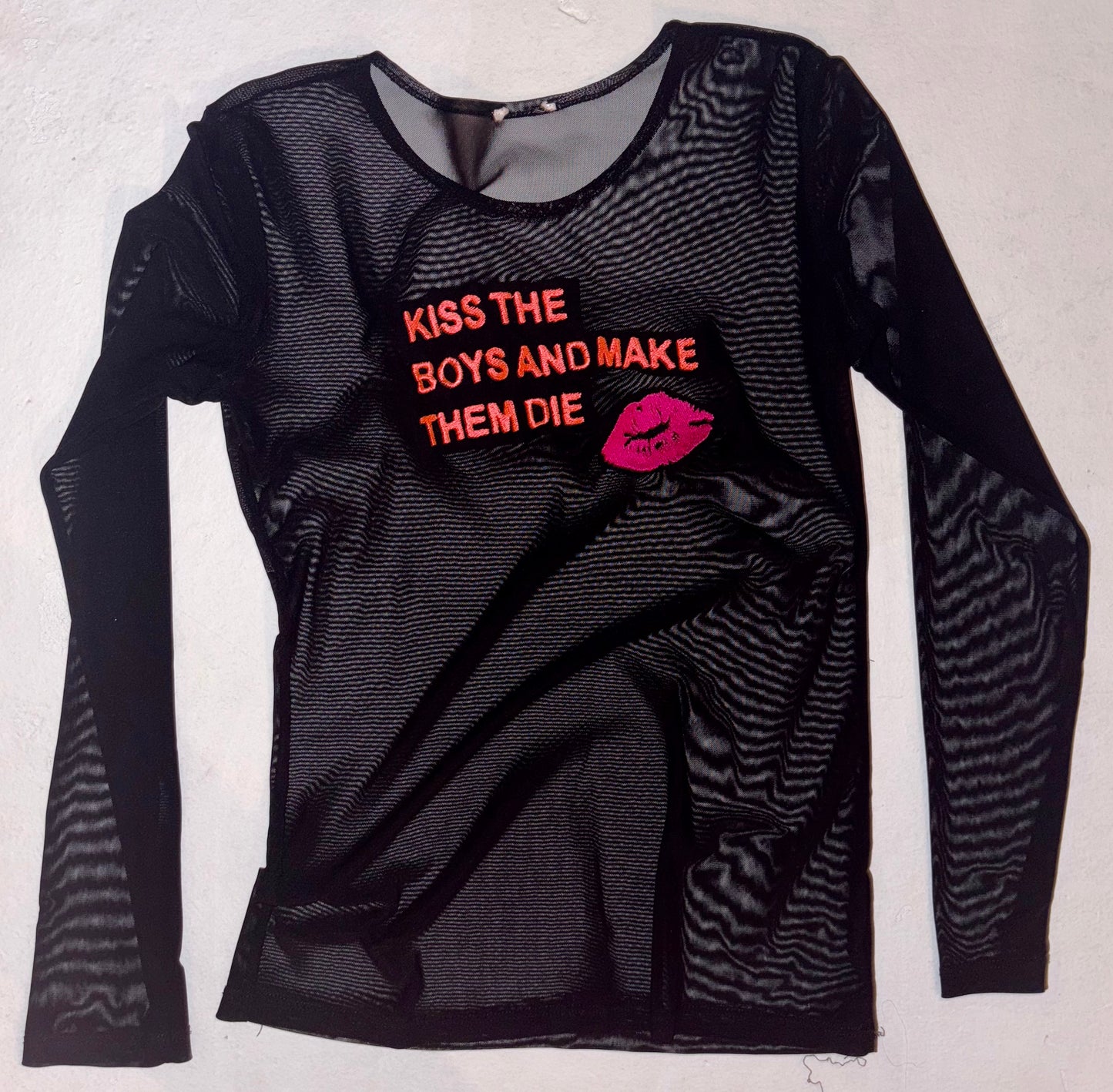 Kiss the boys and make them die sheer long sleeve top M