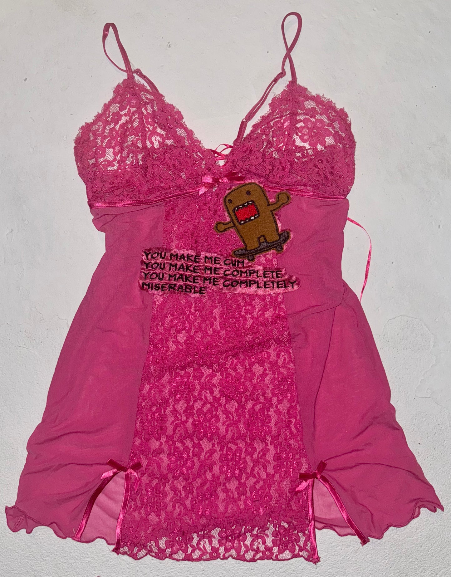 you make me cum-plete-ly miserable sheer lace dress M