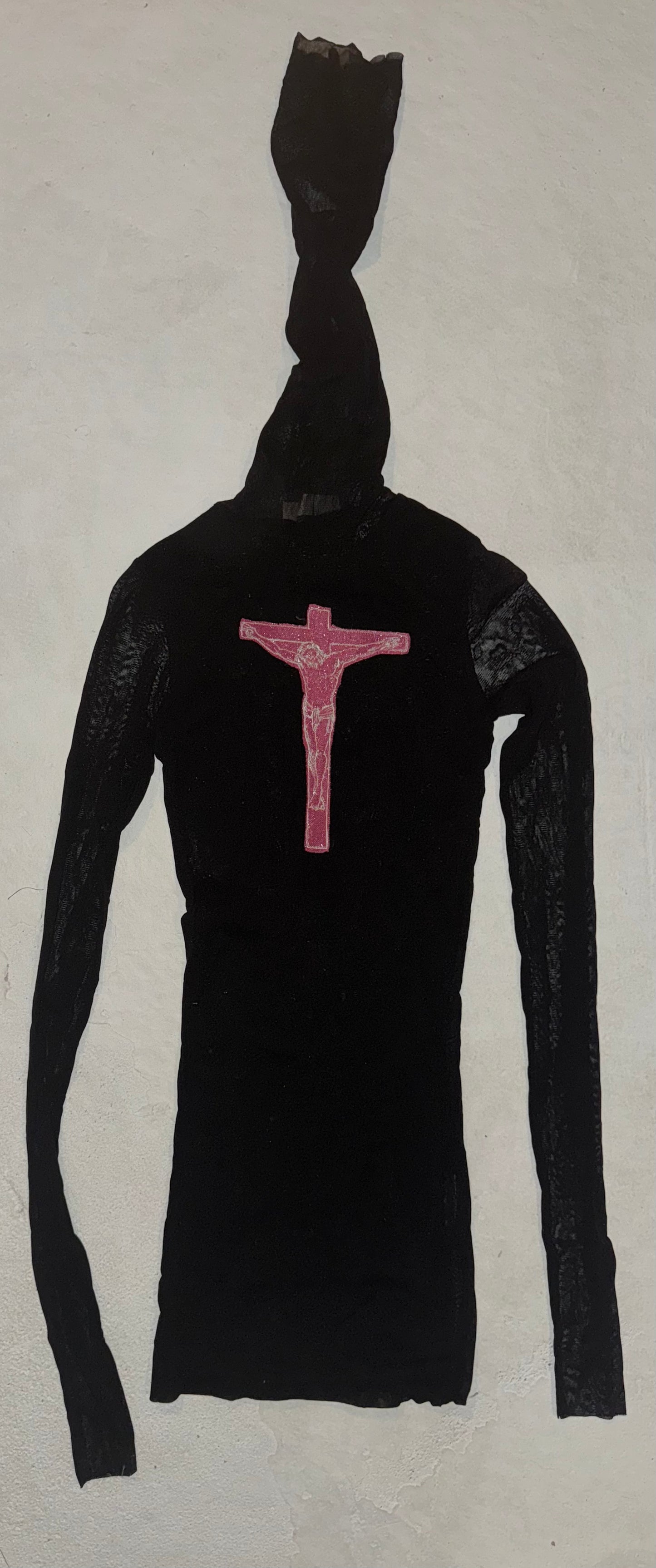 Semi sheer Jesus Christ on a cross long turtle neck top S