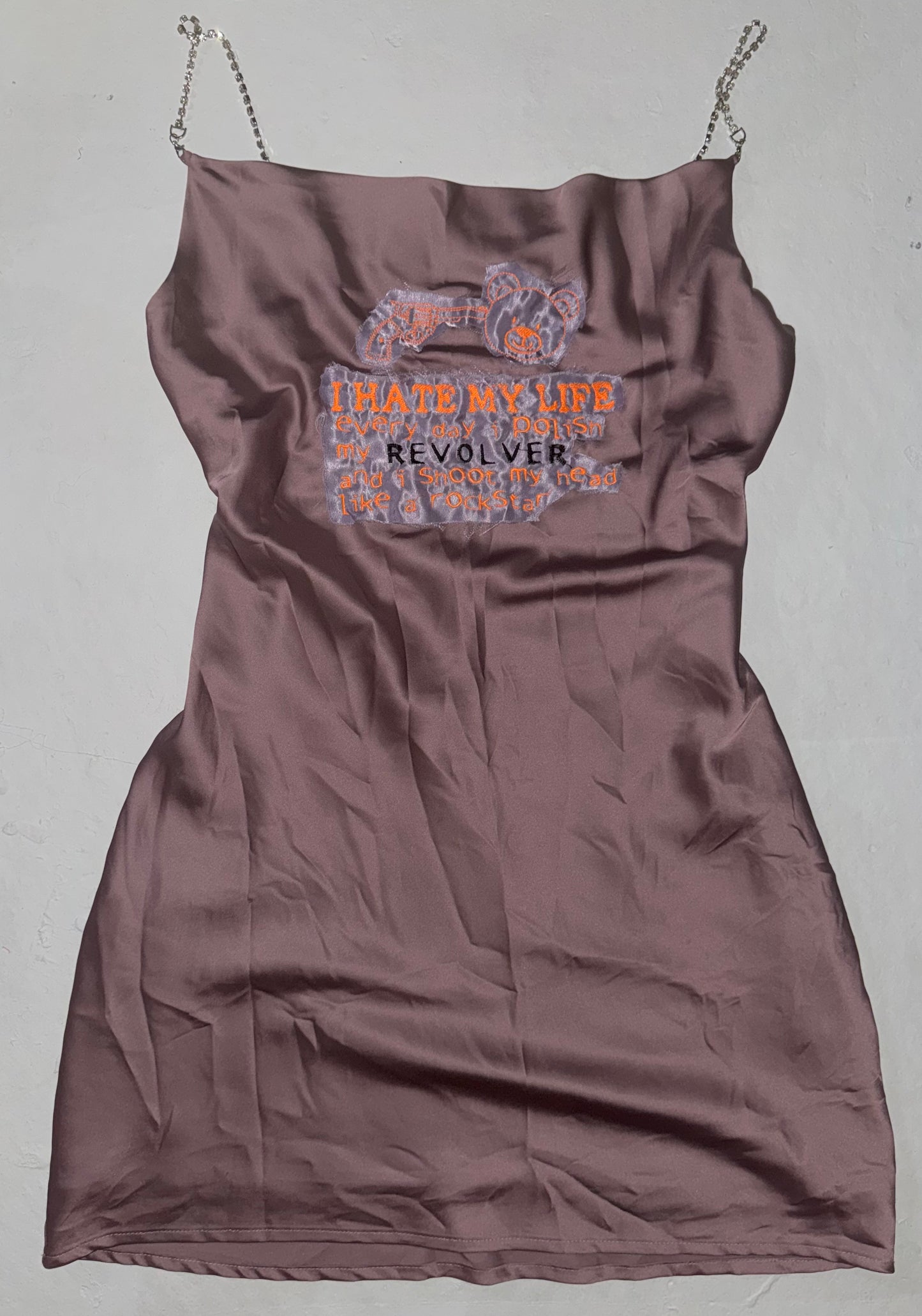 I hate my life diamond straps silky dress M
