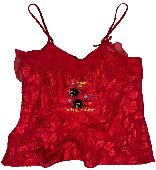 I hate being sober semi sheer tank L