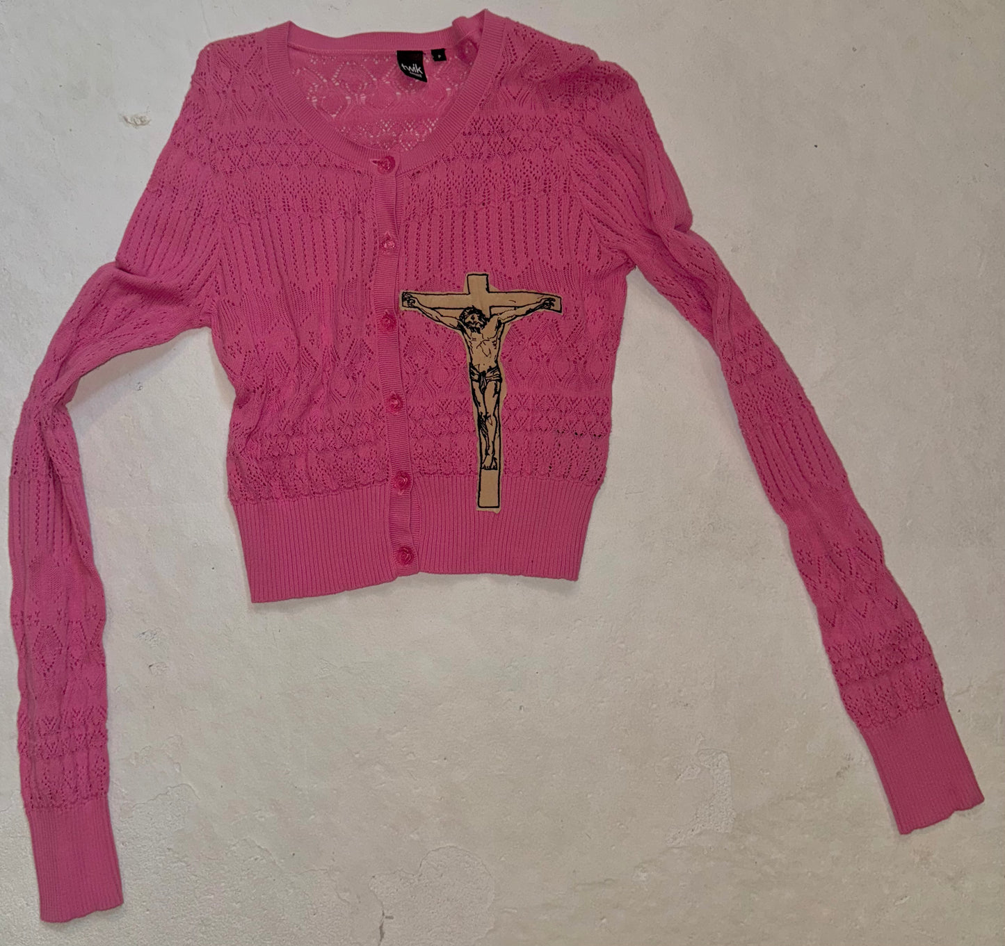 Jesus Christ on a cross cardigan S