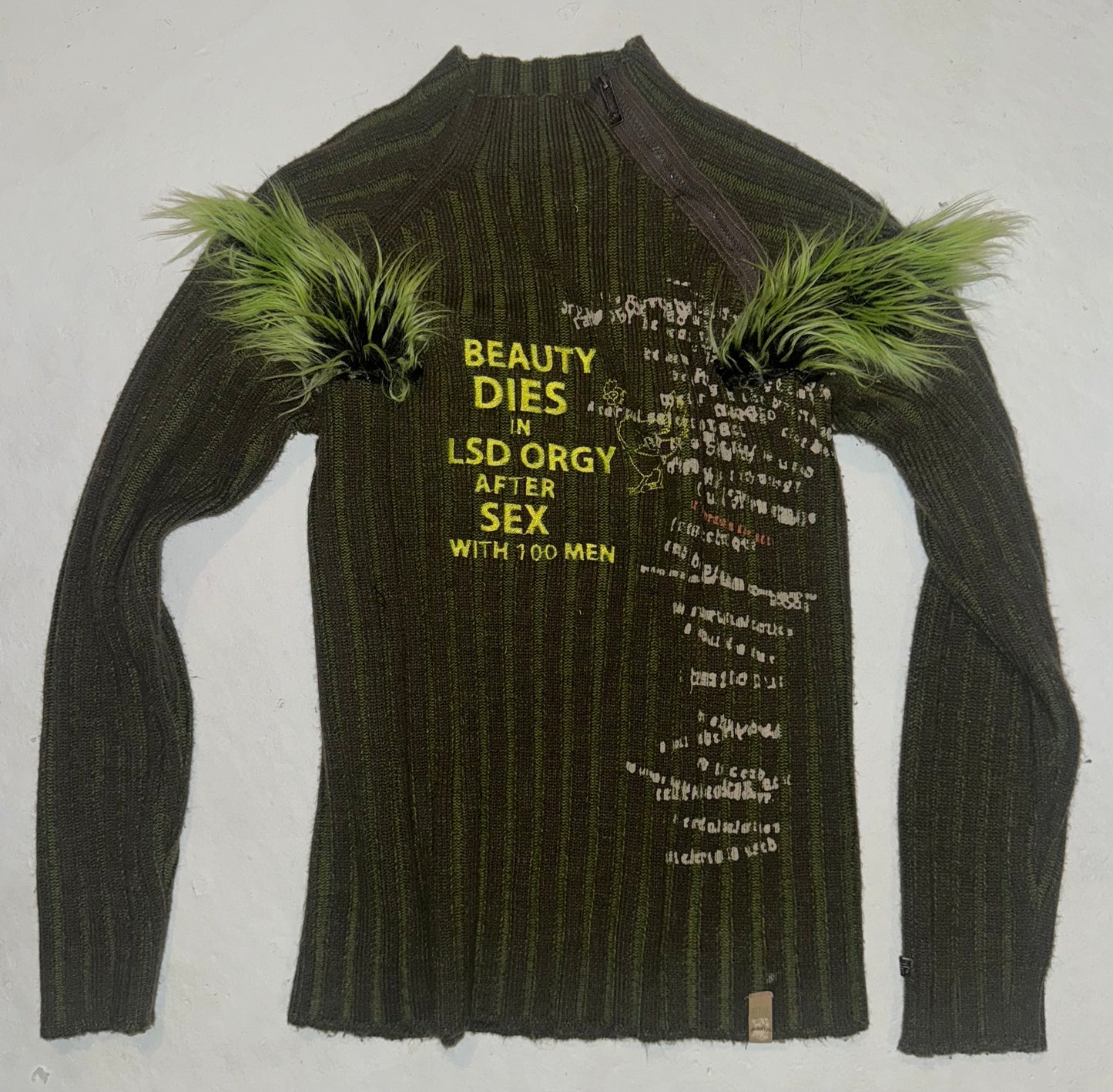 Beauty dies fur trjm ribbed sweater M