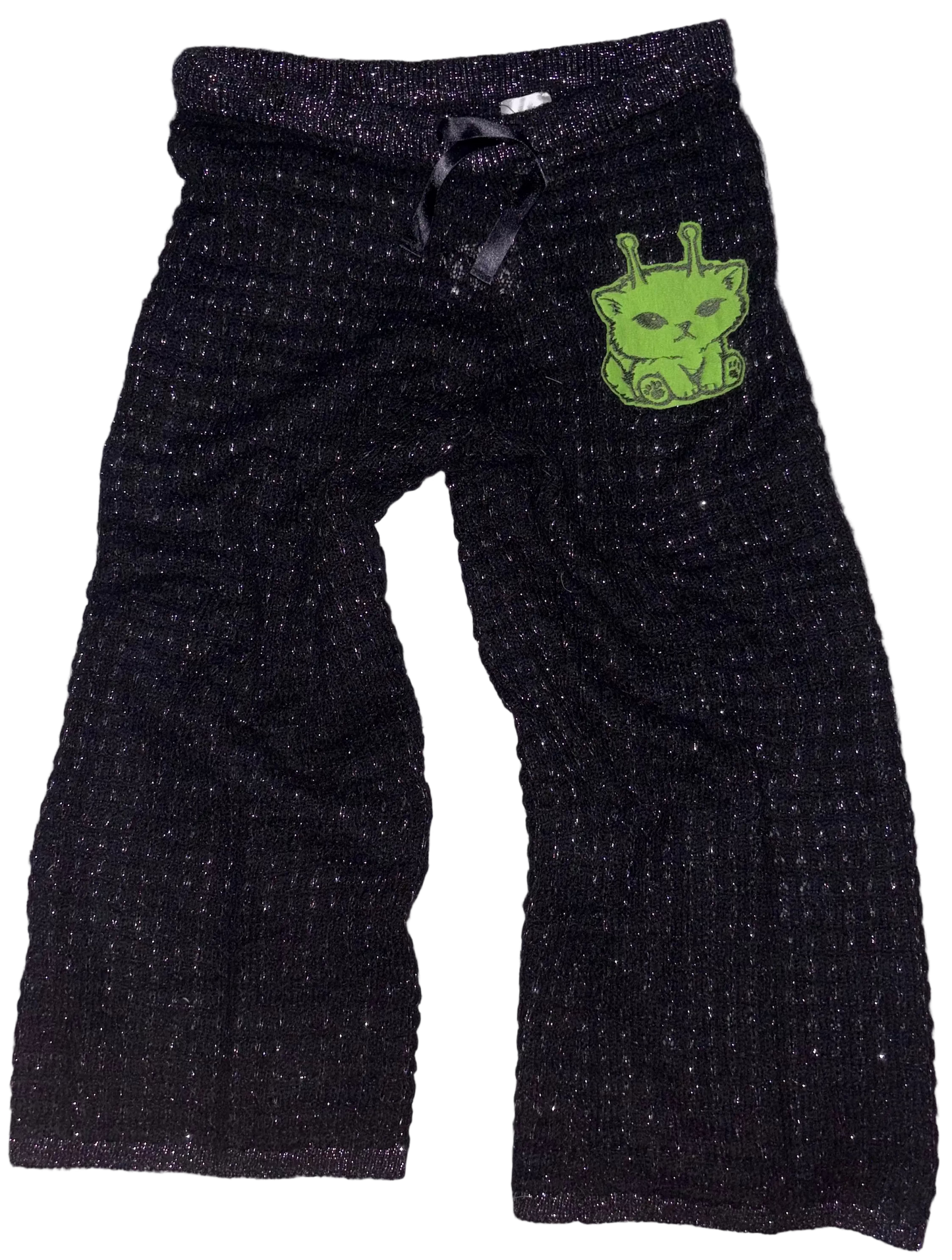 Thin knit alien kitty flood pants M
