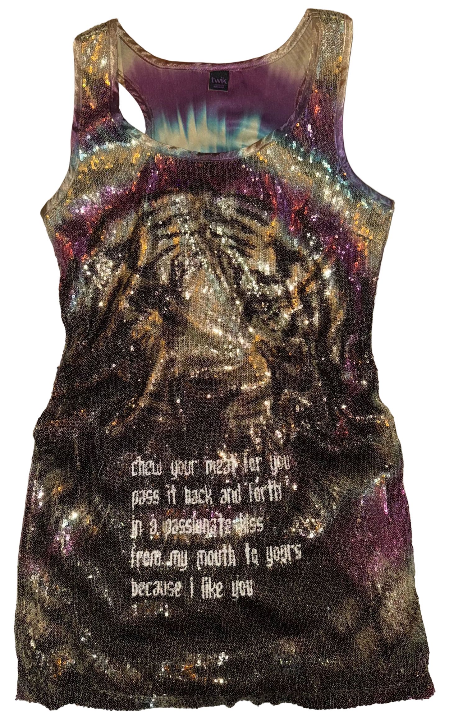 Chew your food back and forth sequin dress M