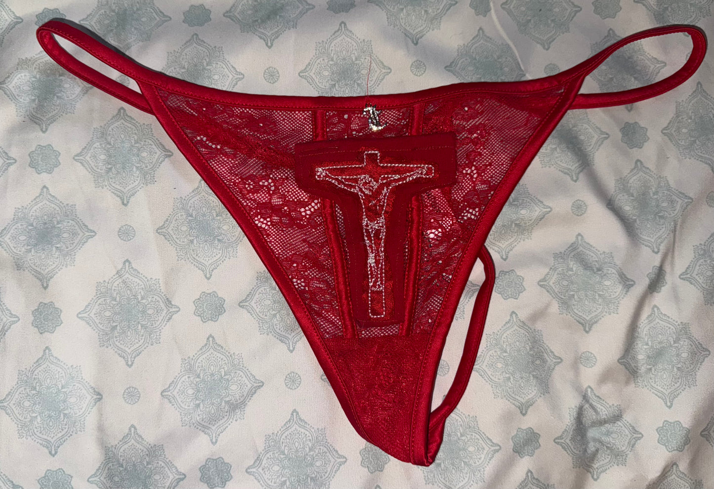 Jesus Christ on a cross hidden pocket thong XL