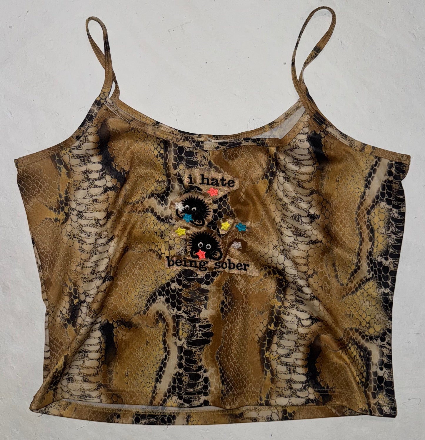 I hate being sober snake skin tank L