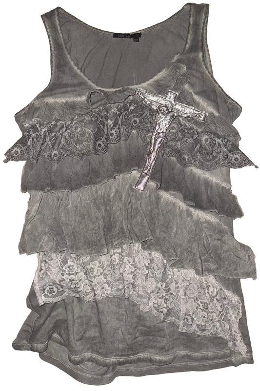 Jesus Christ on a cross ruffles tank M