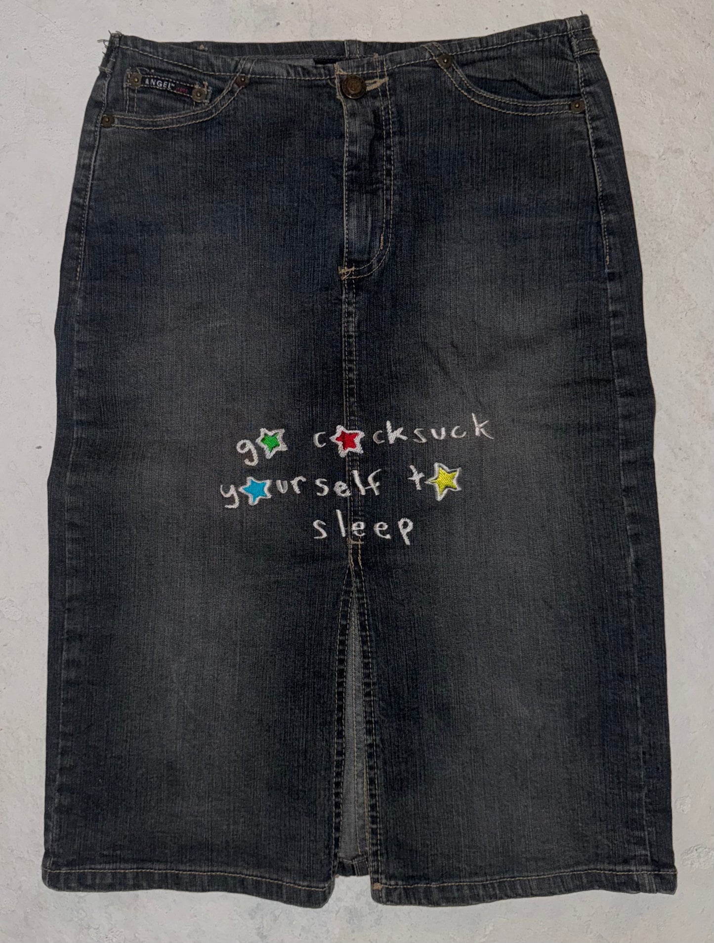 Go cock suck yourself to sleep denim skirt S