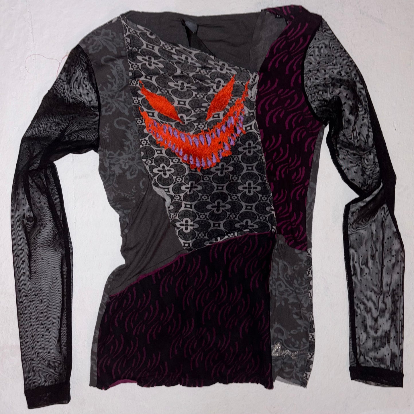 Demon face patchwork top M