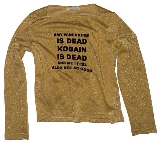 Amy winehouse is dead glitter swirls top L