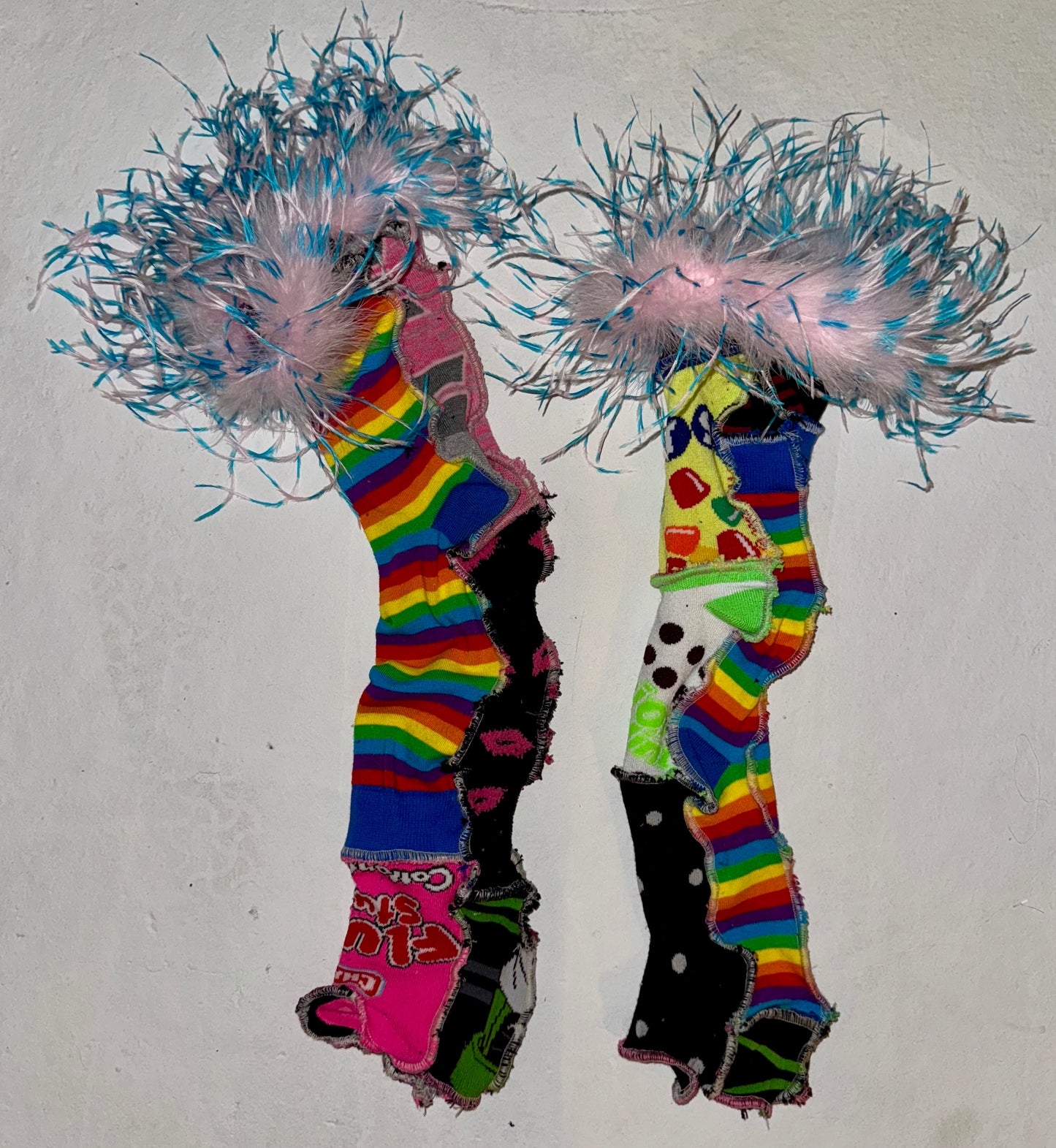Feather trjm sock arm warmers