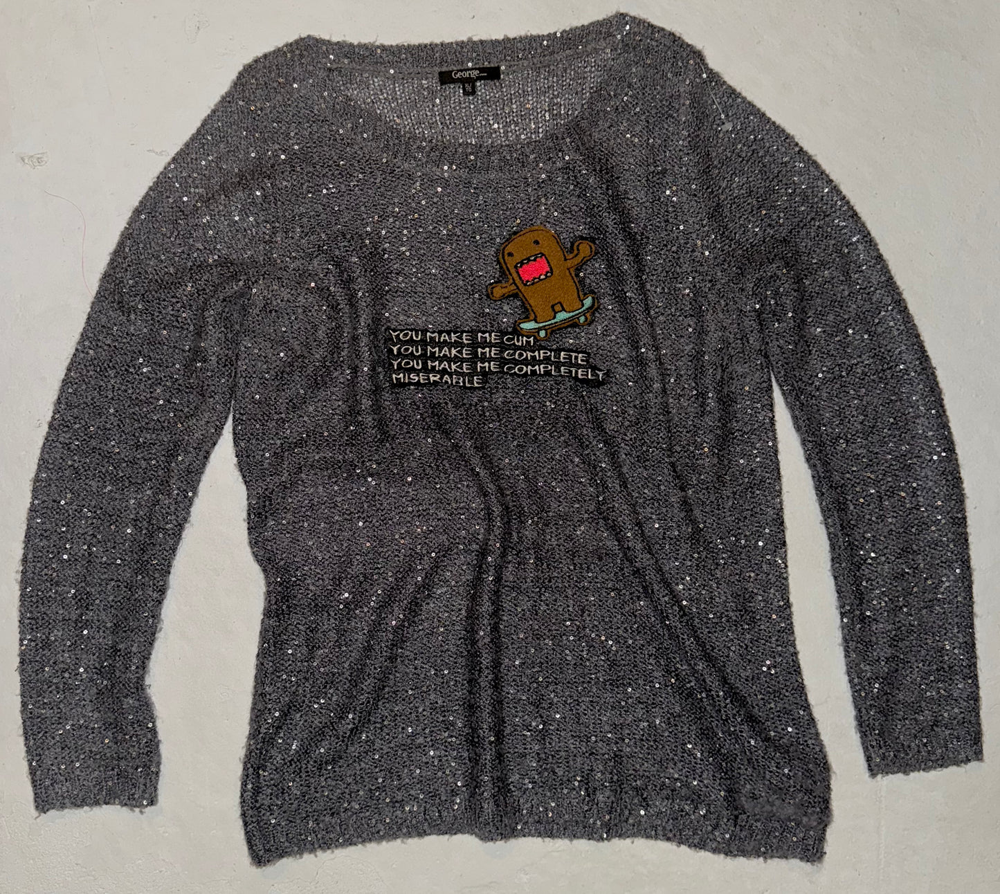 You make me cum plete knit sequin top XL