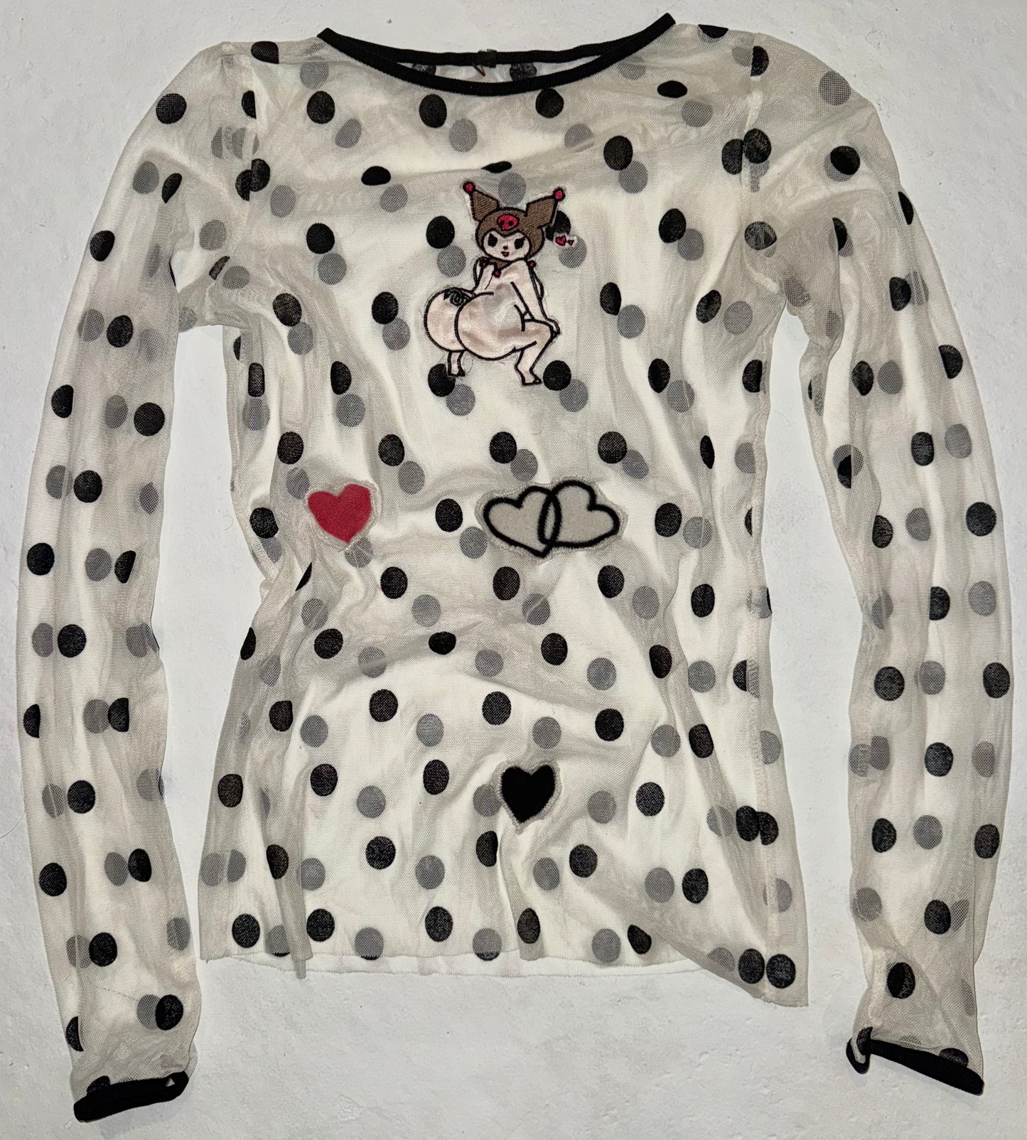 sheer throw it back kuromi long sleeve top S