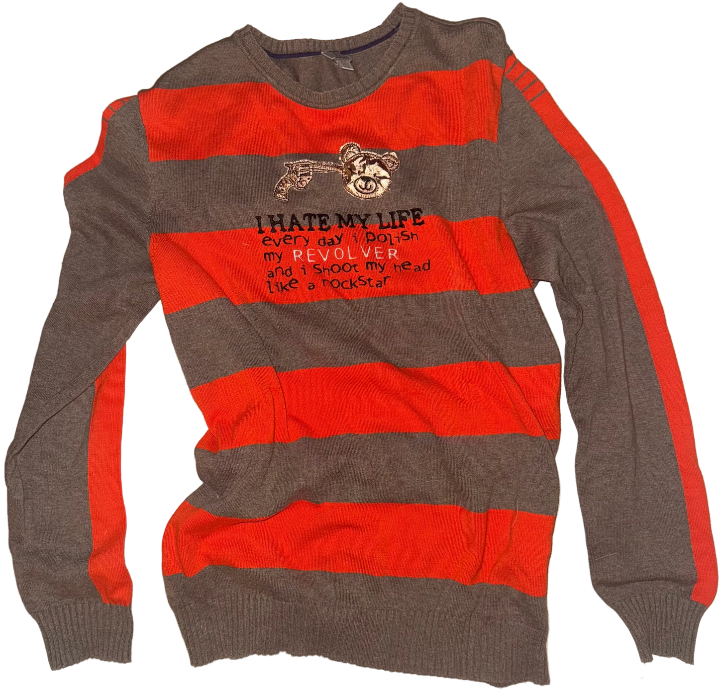 I hate my life striped sweater M