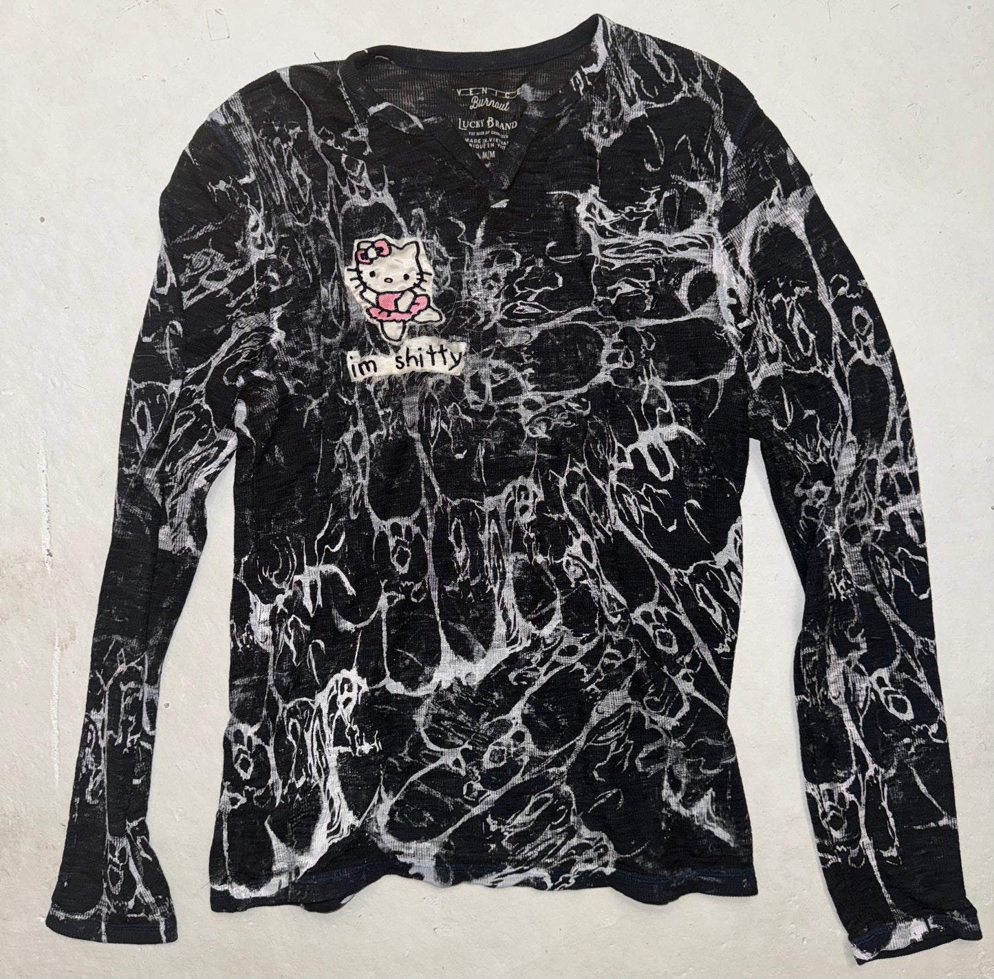 Hello Shitty long sleeve crepe top M