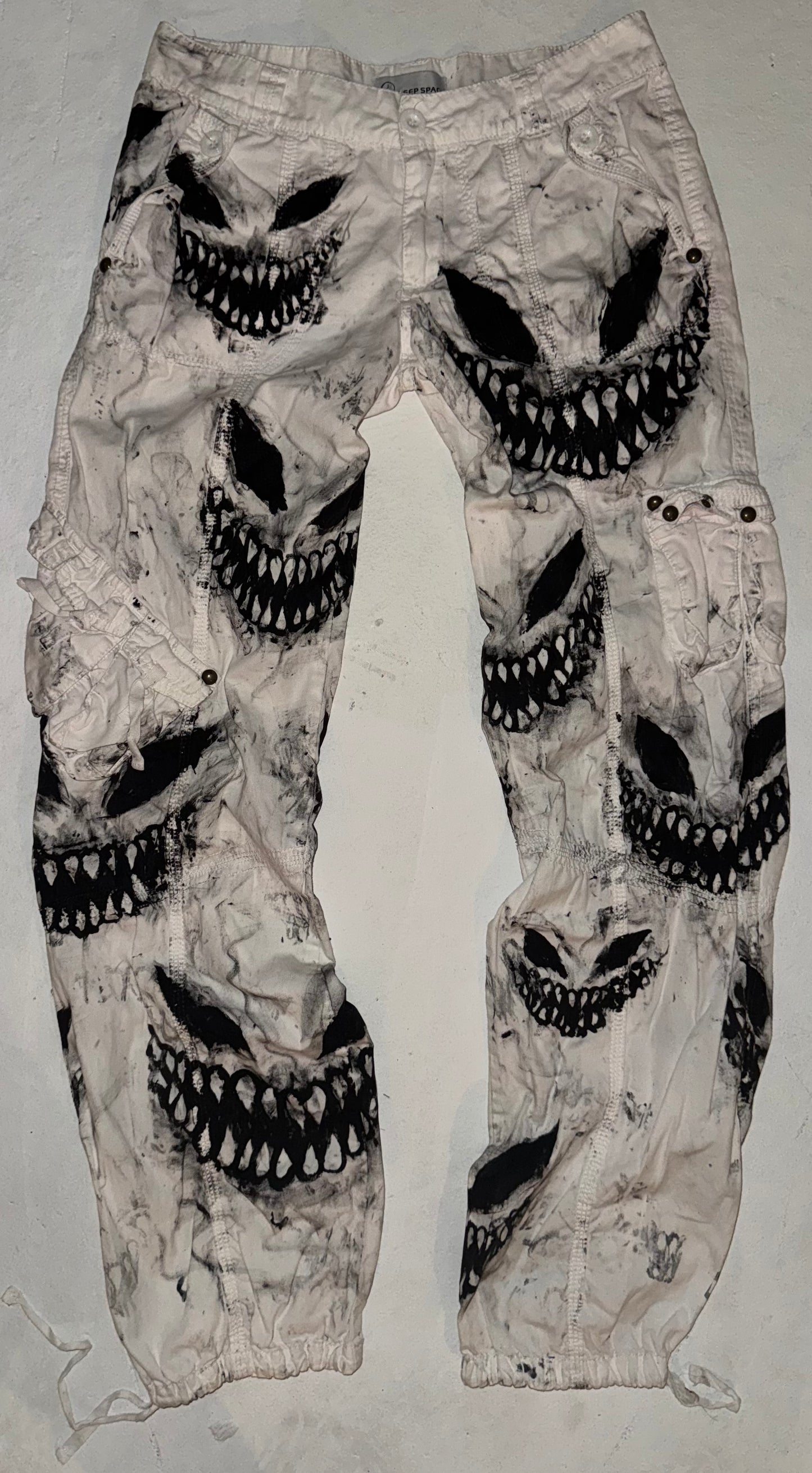 Hand painted demon cargo pants 28