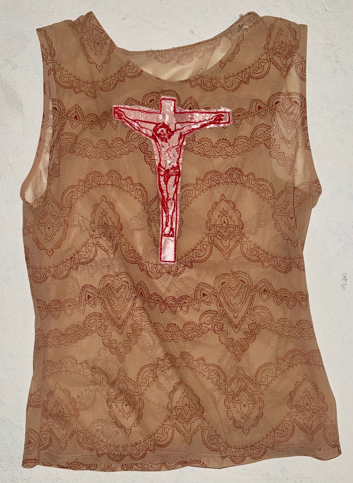 Jesus Christ on a cross sheer tank S