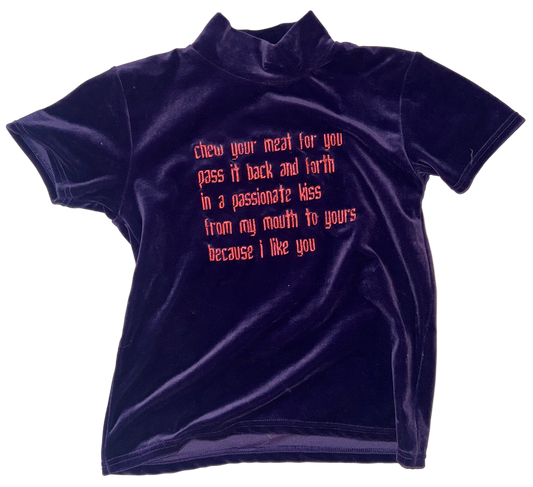 Chew your food back and forth plush mock neck top S