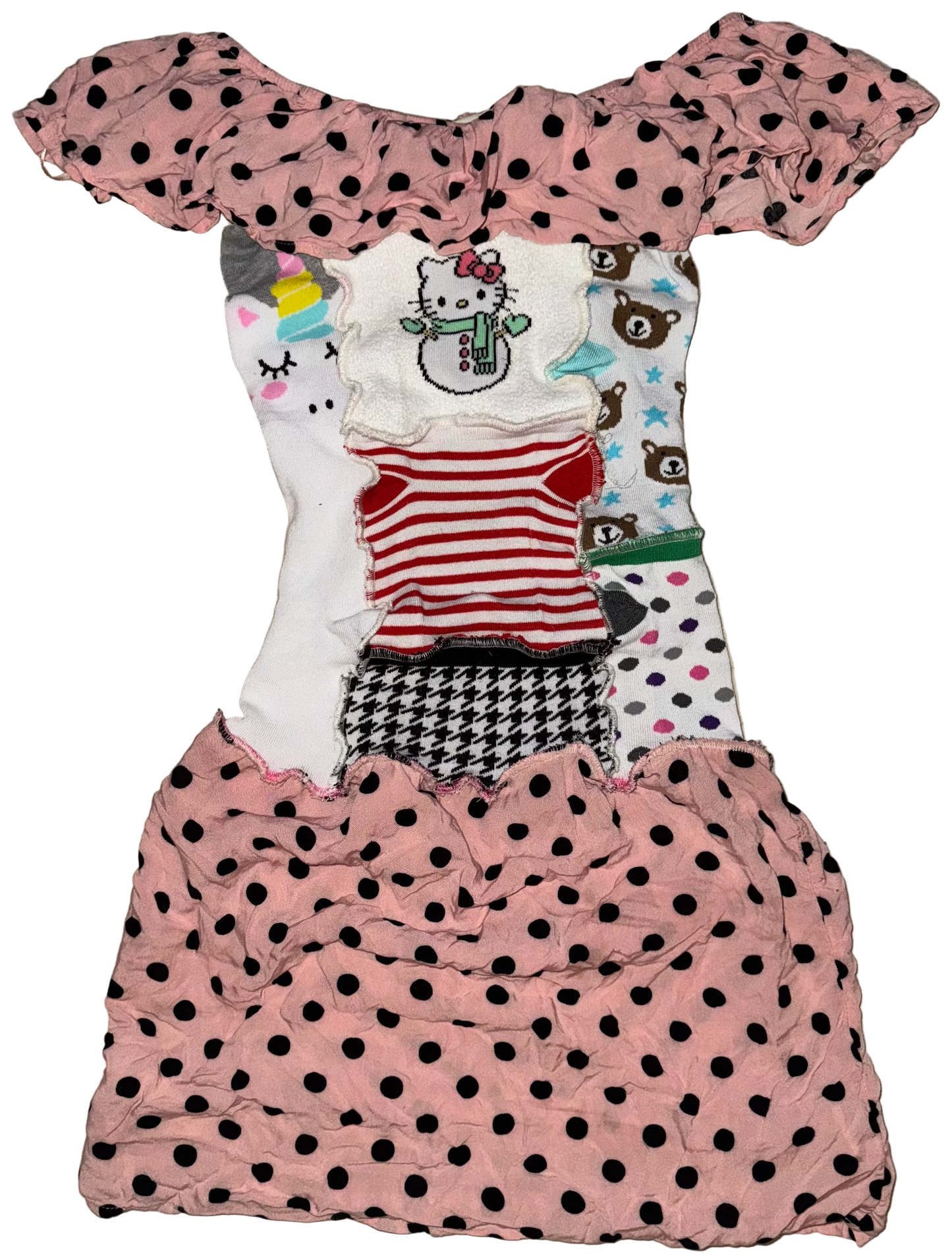 Poka dot snow kitty sock dress S
